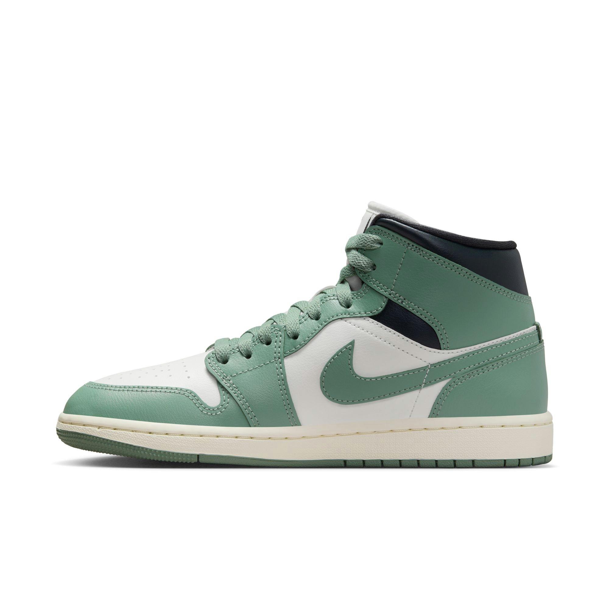 Jordan 1 Mid "Sail/Jade Smoke/Anthracite" Women's Shoe - DK GREEN Thumbnail View 4