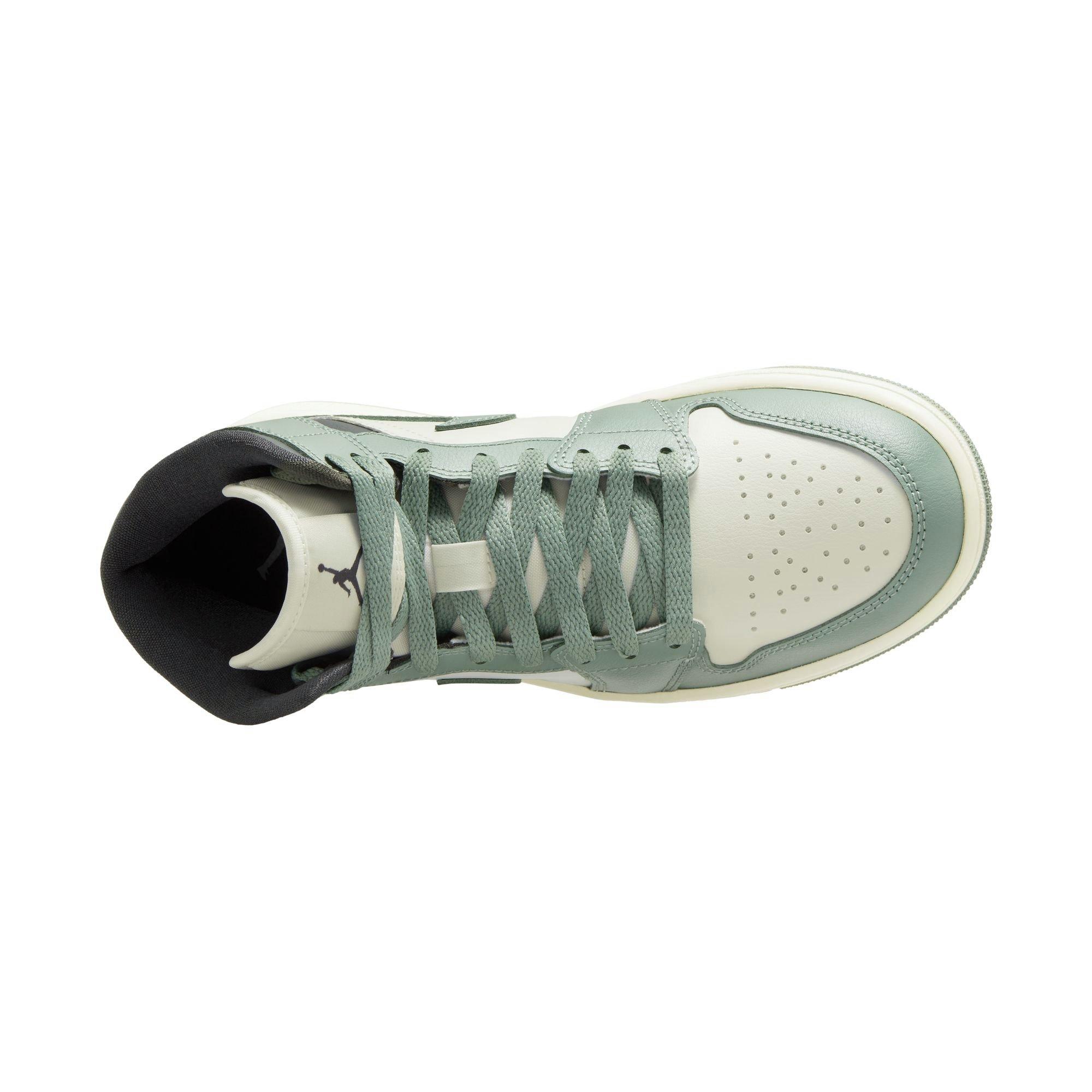 Jordan 1 Mid "Sail/Jade Smoke/Anthracite" Women's Shoe - DK GREEN Thumbnail View 7