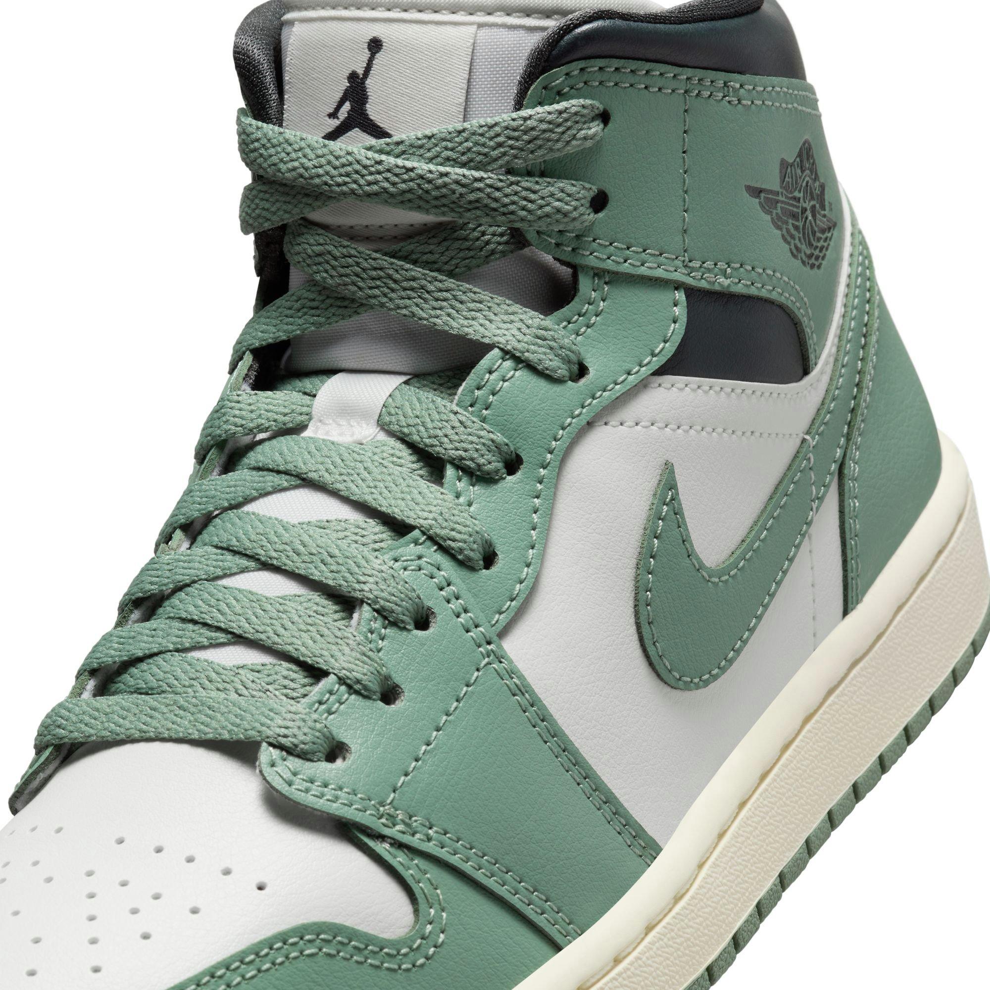 Jordan 1 Mid "Sail/Jade Smoke/Anthracite" Women's Shoe - DK GREEN Thumbnail View 10