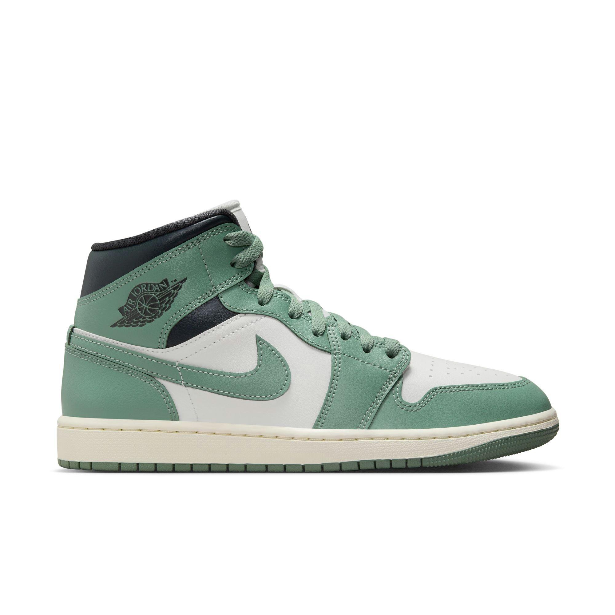 Jordan 1 Mid "Sail/Jade Smoke/Anthracite" Women's Shoe - DK GREEN Thumbnail View 1