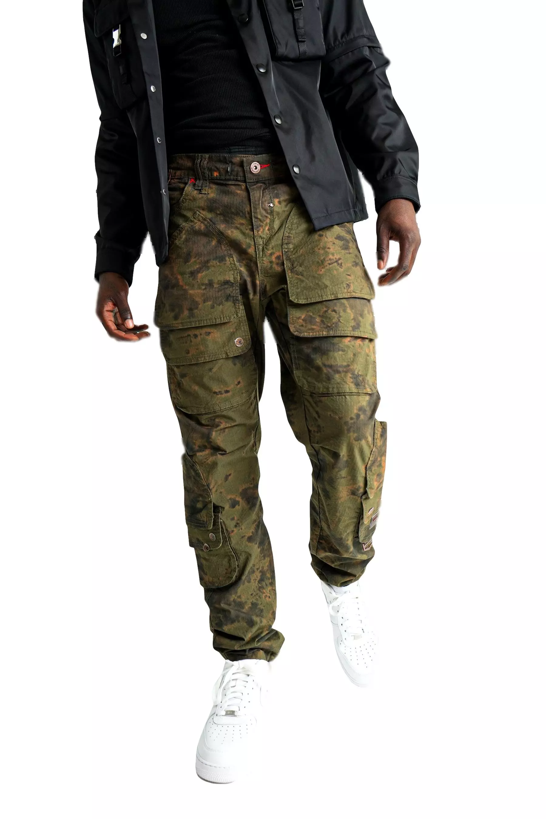 Rare Element Men's Live Camo Semi Slim Fit Stack Jeans - OLIVE/BLACK