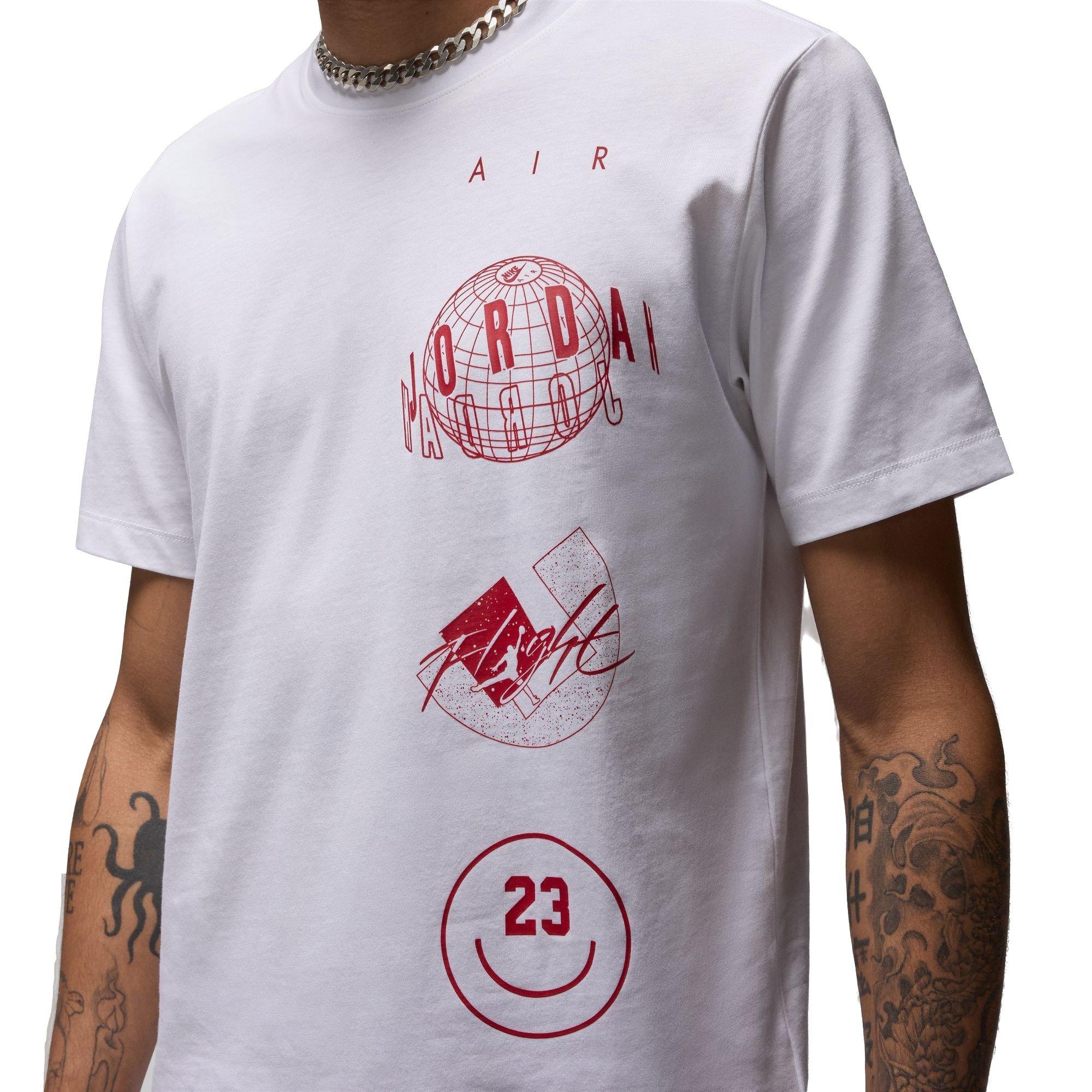 Jordan Men's Logo Stack Tee - WHITE/RED Thumbnail View 4