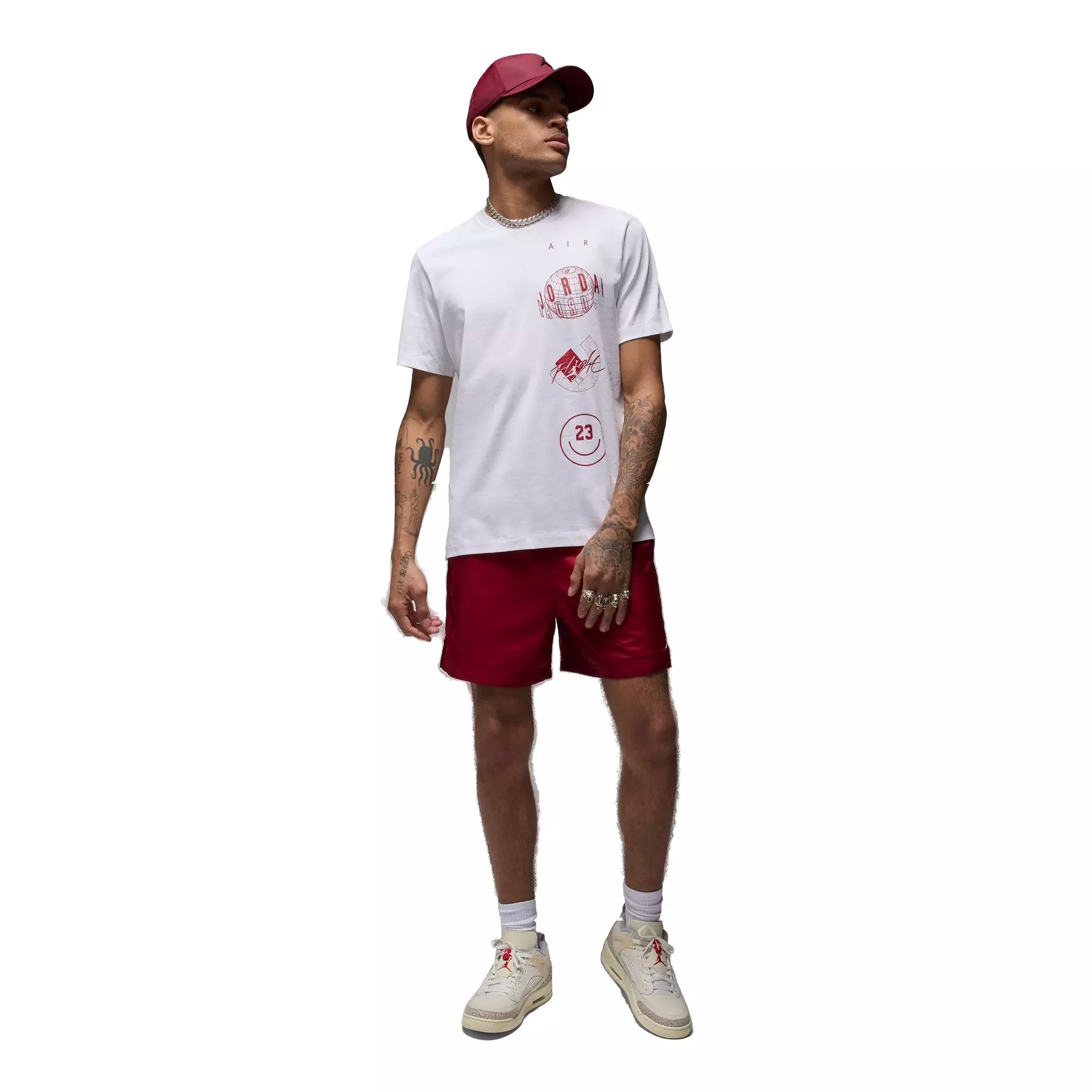 Jordan Men's Logo Stack Tee - WHITE/RED