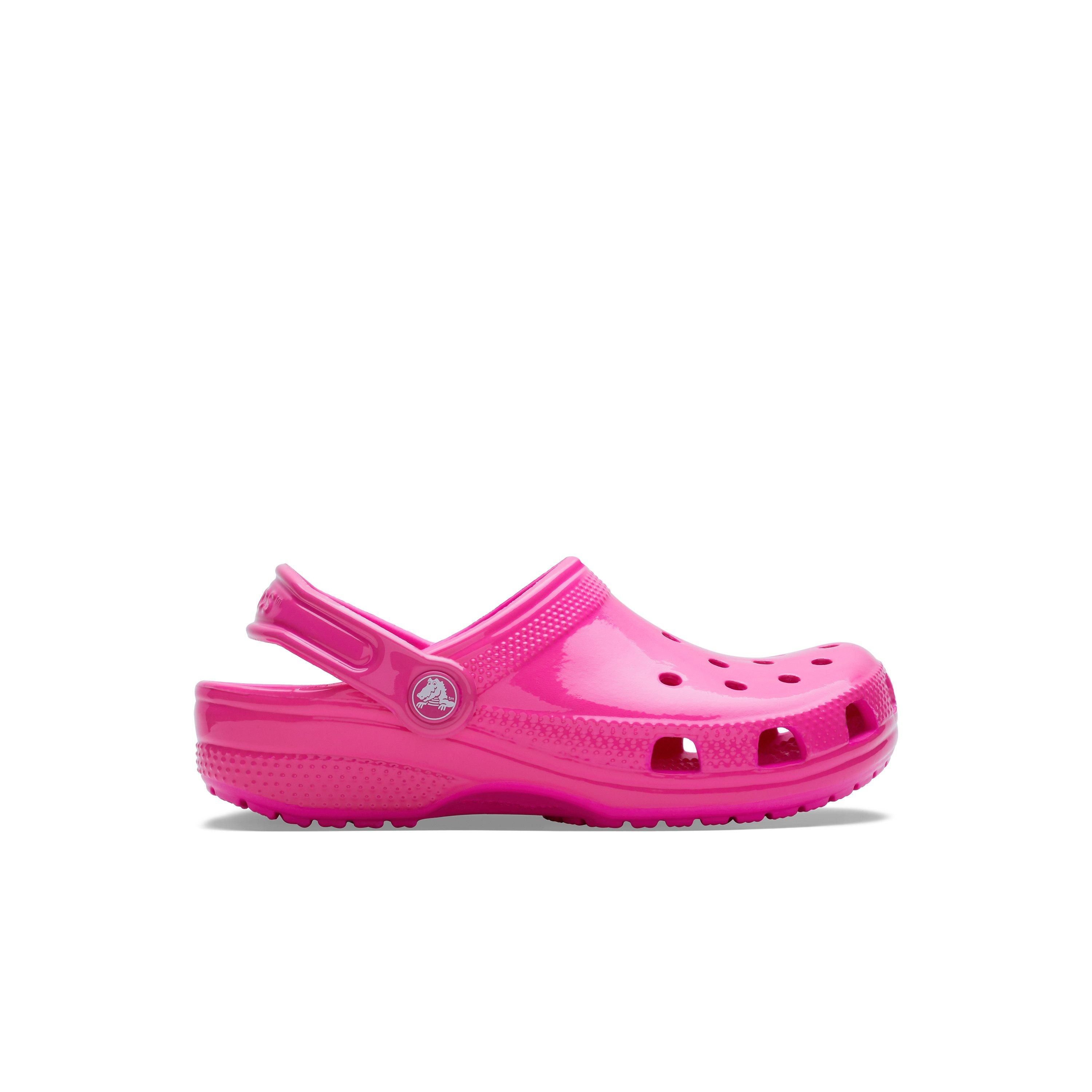 Crocs Classic High Shine "Highlighter Pink" Preschool Girls' Clog - PINK