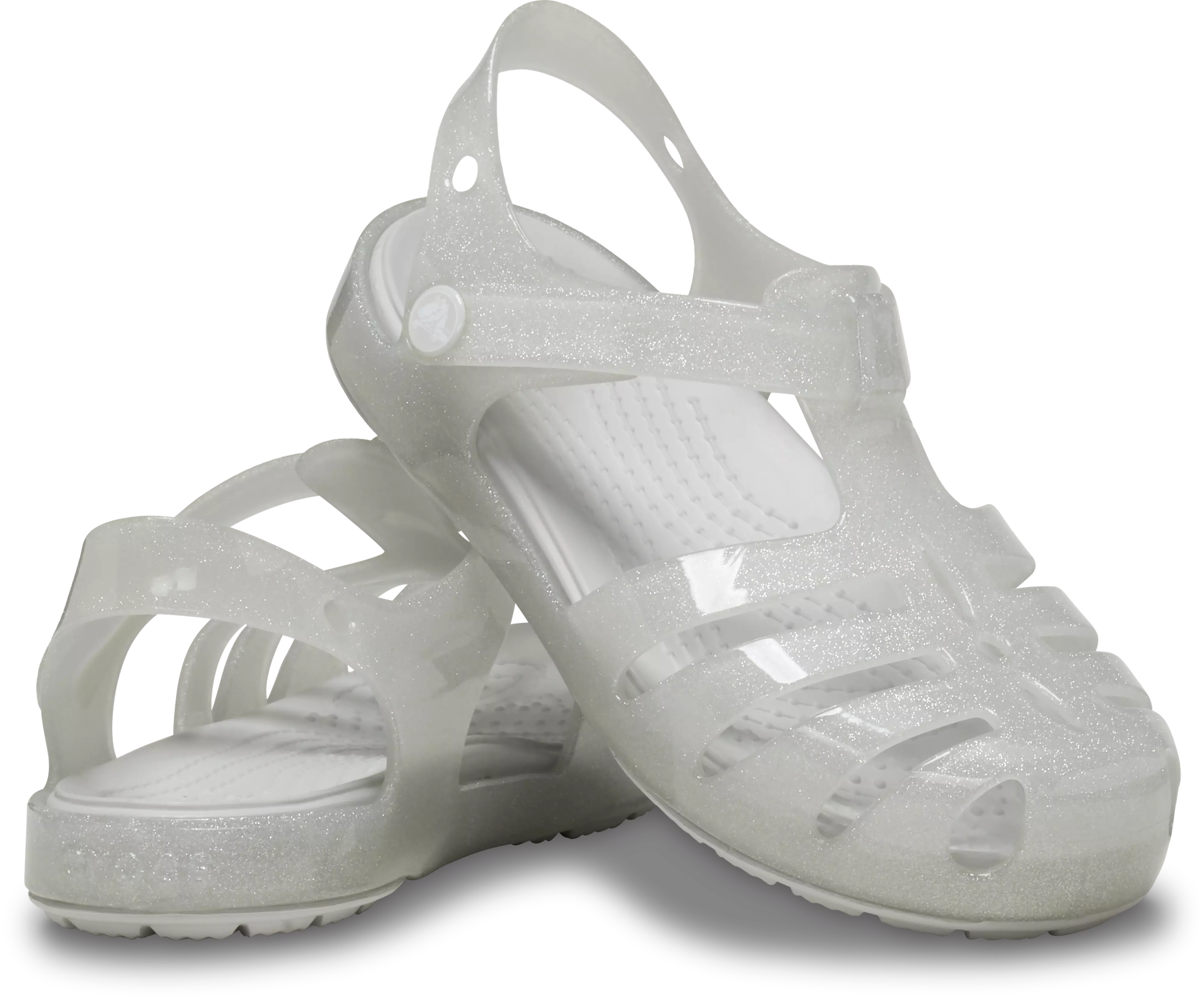 Crocs Isabella Fisherman "Silver Glitter" Toddler Girls' Sandal - WHITE