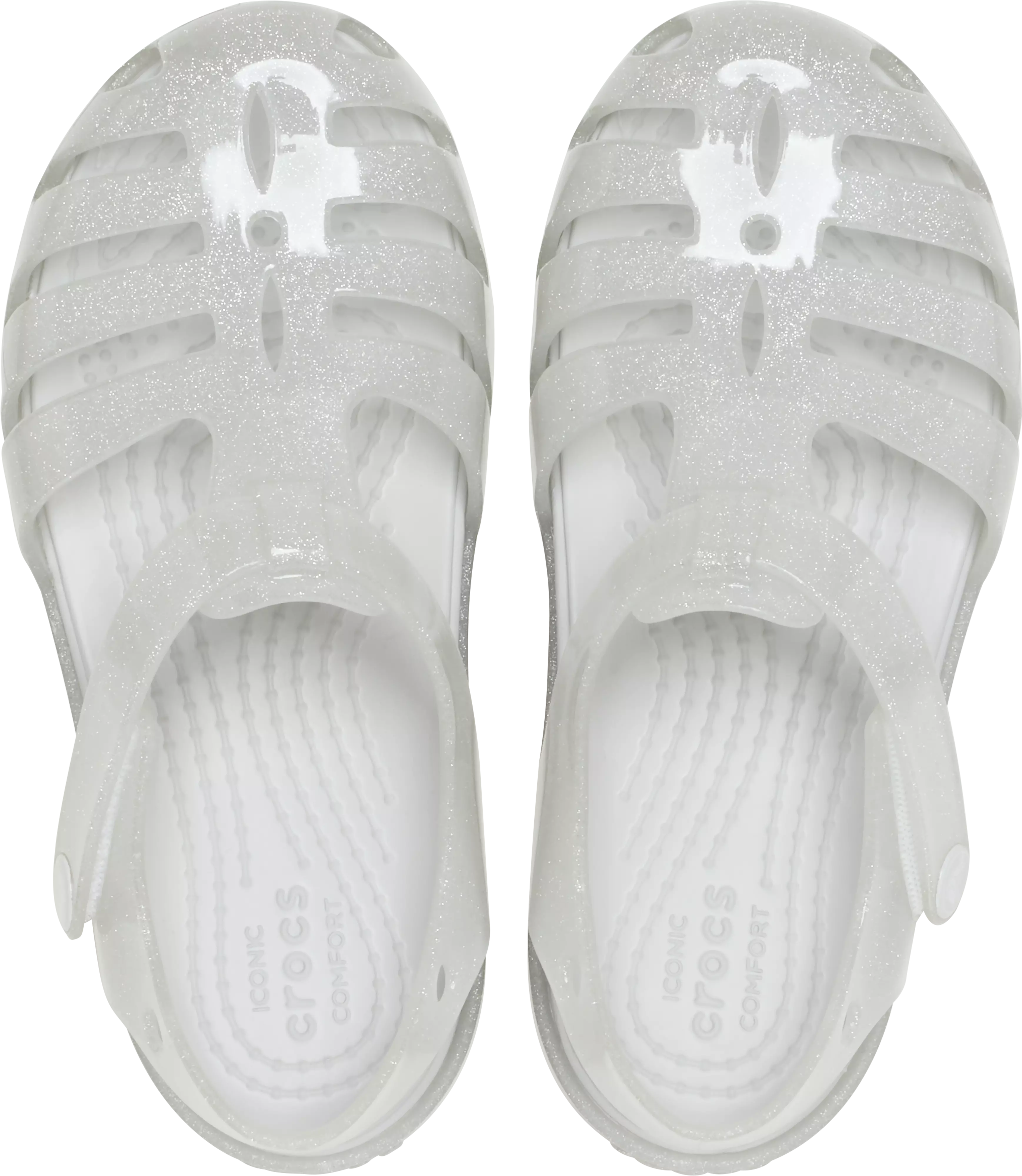 Crocs Isabella Fisherman "Silver Glitter" Toddler Girls' Sandal - WHITE