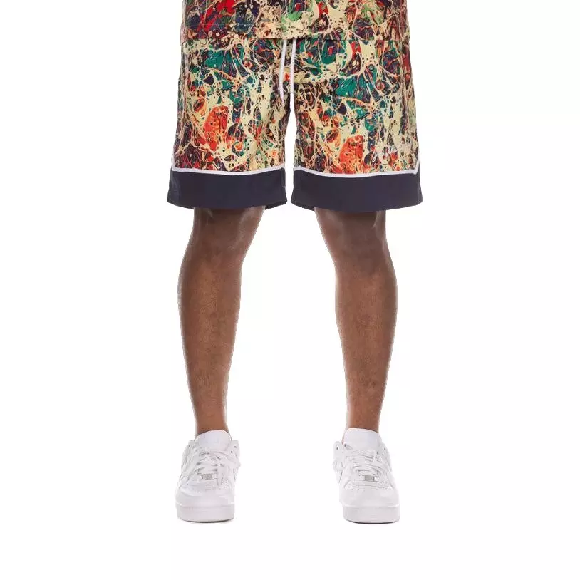 Hustle Gang Men's Drip Shorts - Multi - WHITE/MULTI
