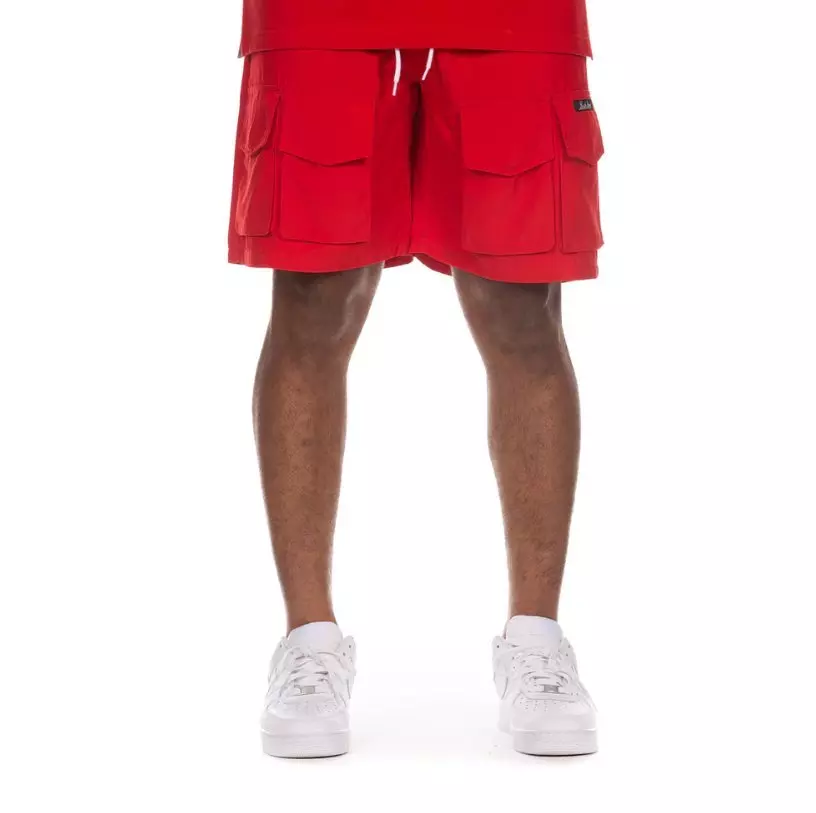 Hustle Gang Men's Primary Shorts - Red - RED/BLACK