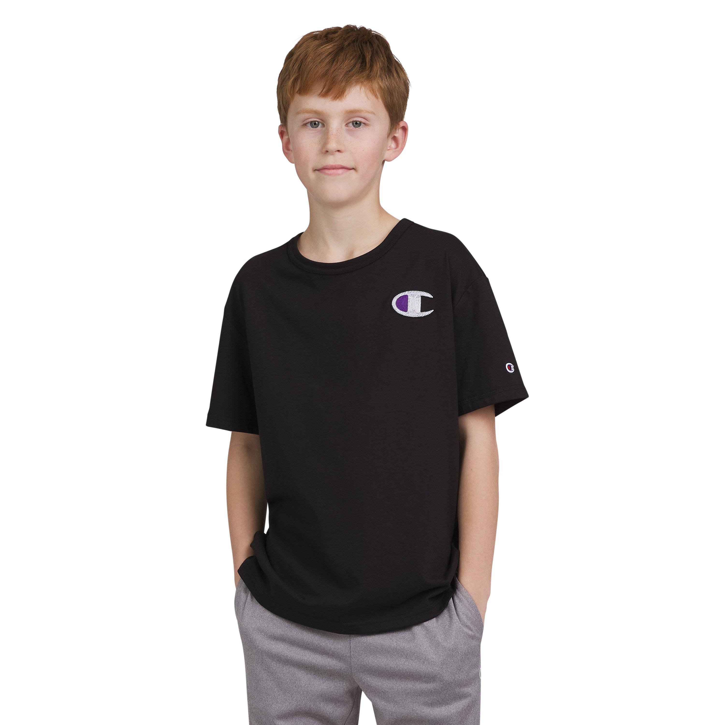 Champion Big Boys' Embroidered Logo Tee - BLACK Thumbnail View 1
