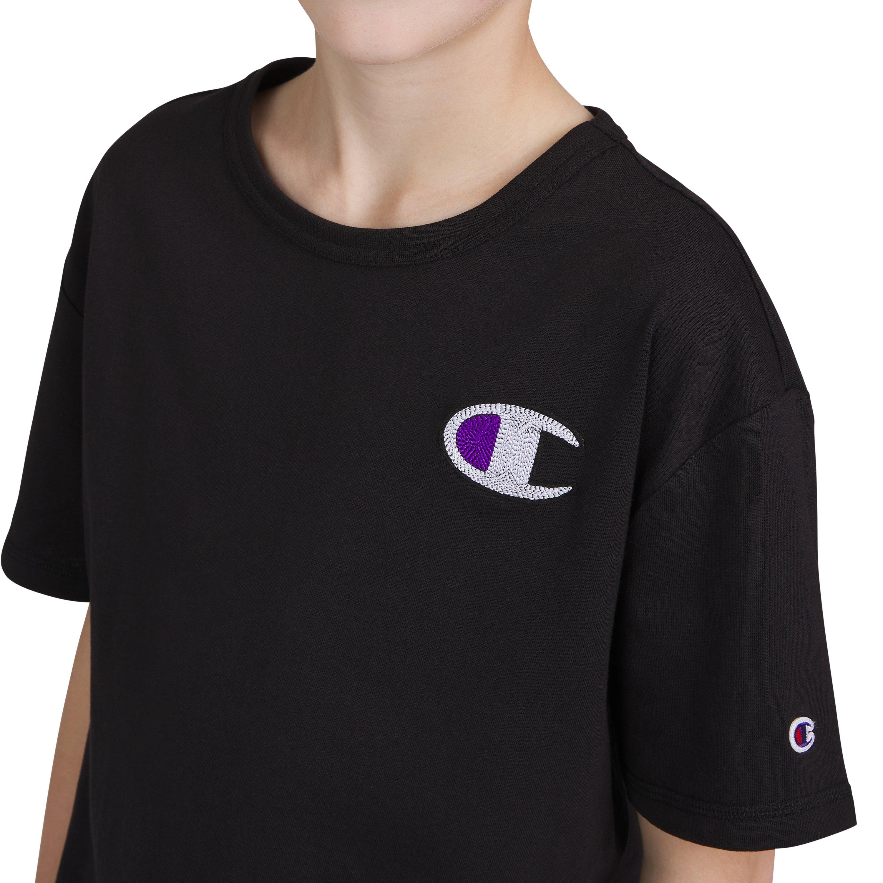 Champion Big Boys' Embroidered Logo Tee - BLACK Thumbnail View 3