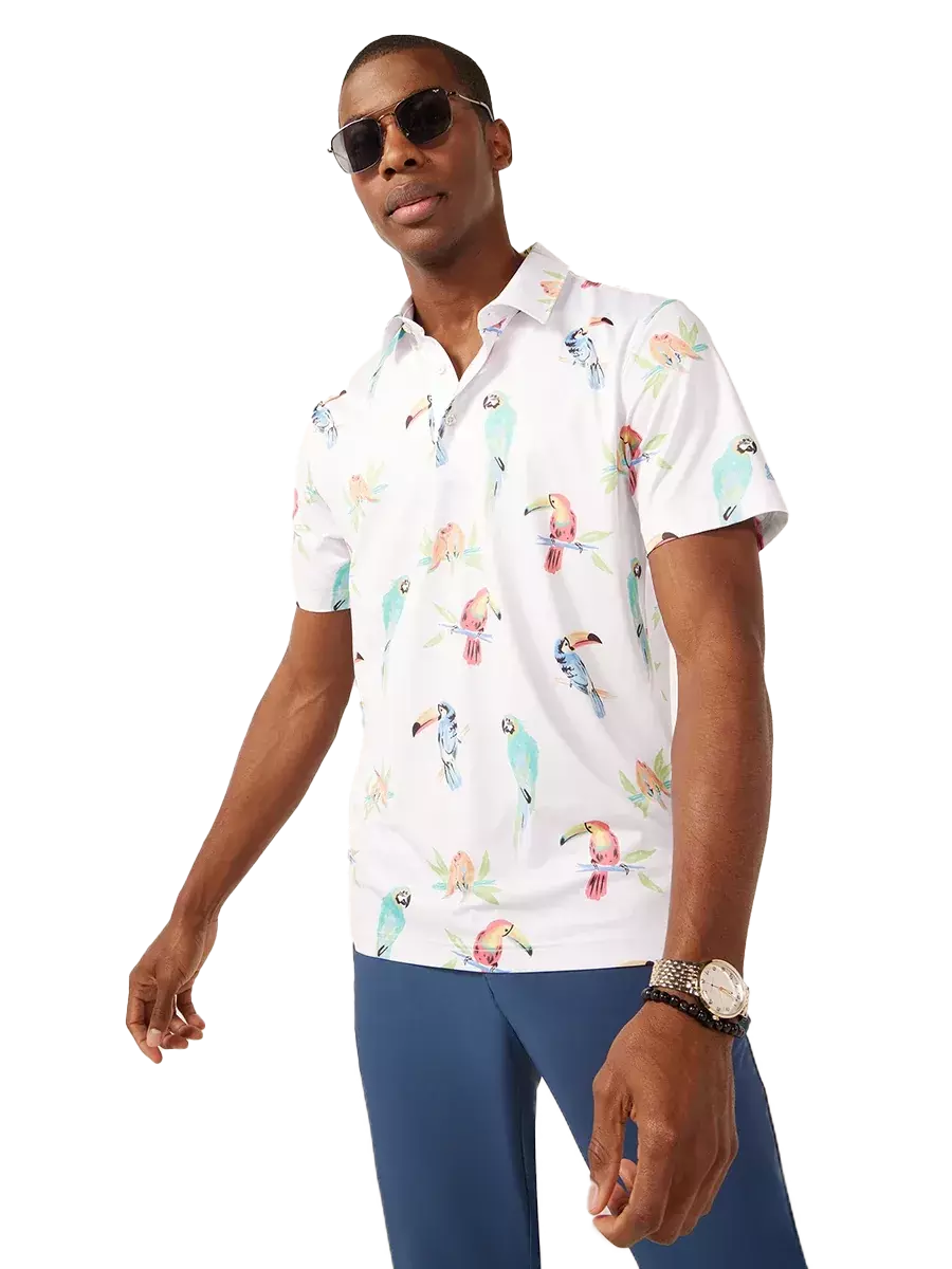 Chubbies Men's The Dude Where's Macaw Performance Polo - BEIGE