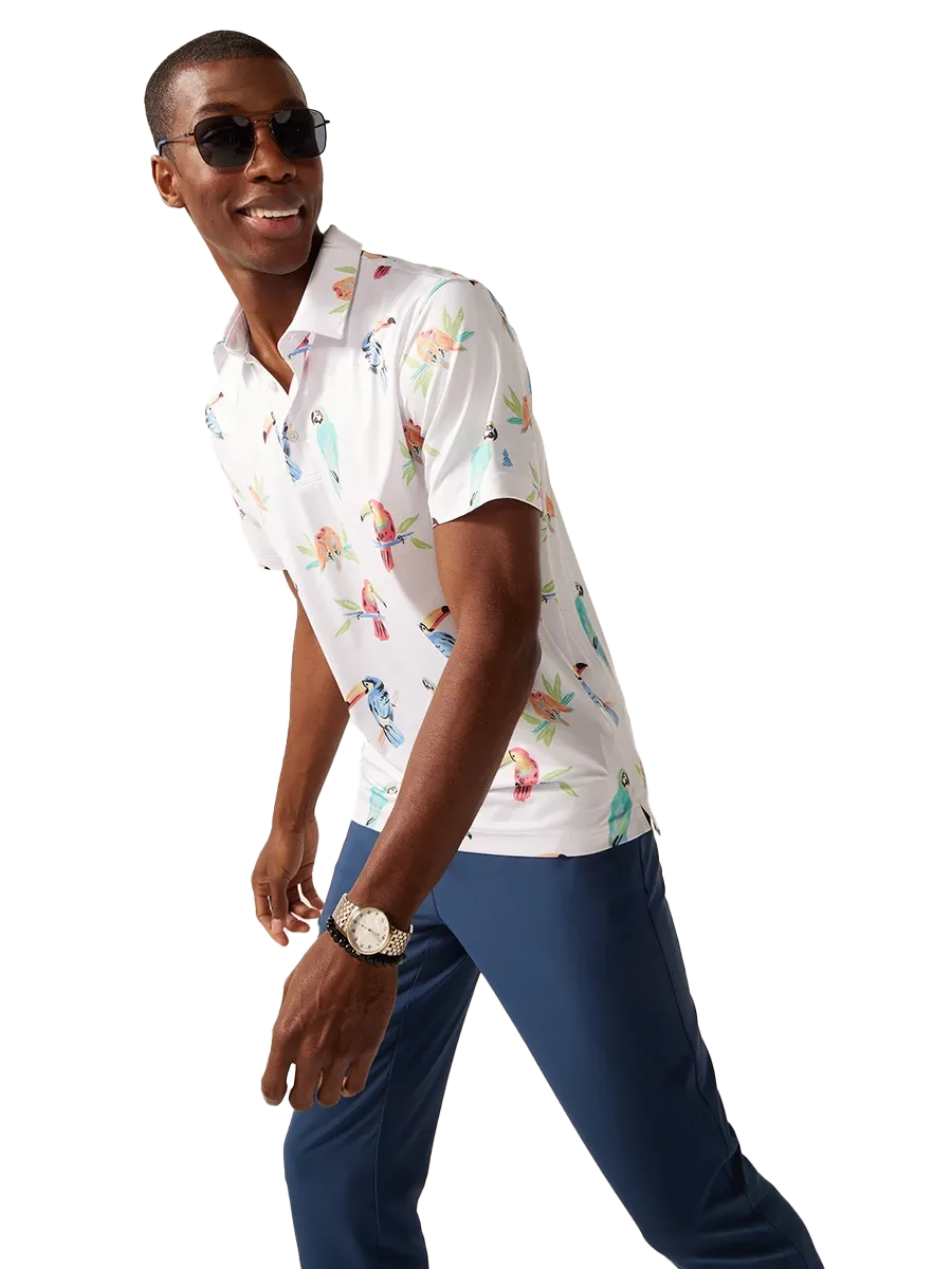 Chubbies Men's The Dude Where's Macaw Performance Polo - BEIGE Thumbnail View 3