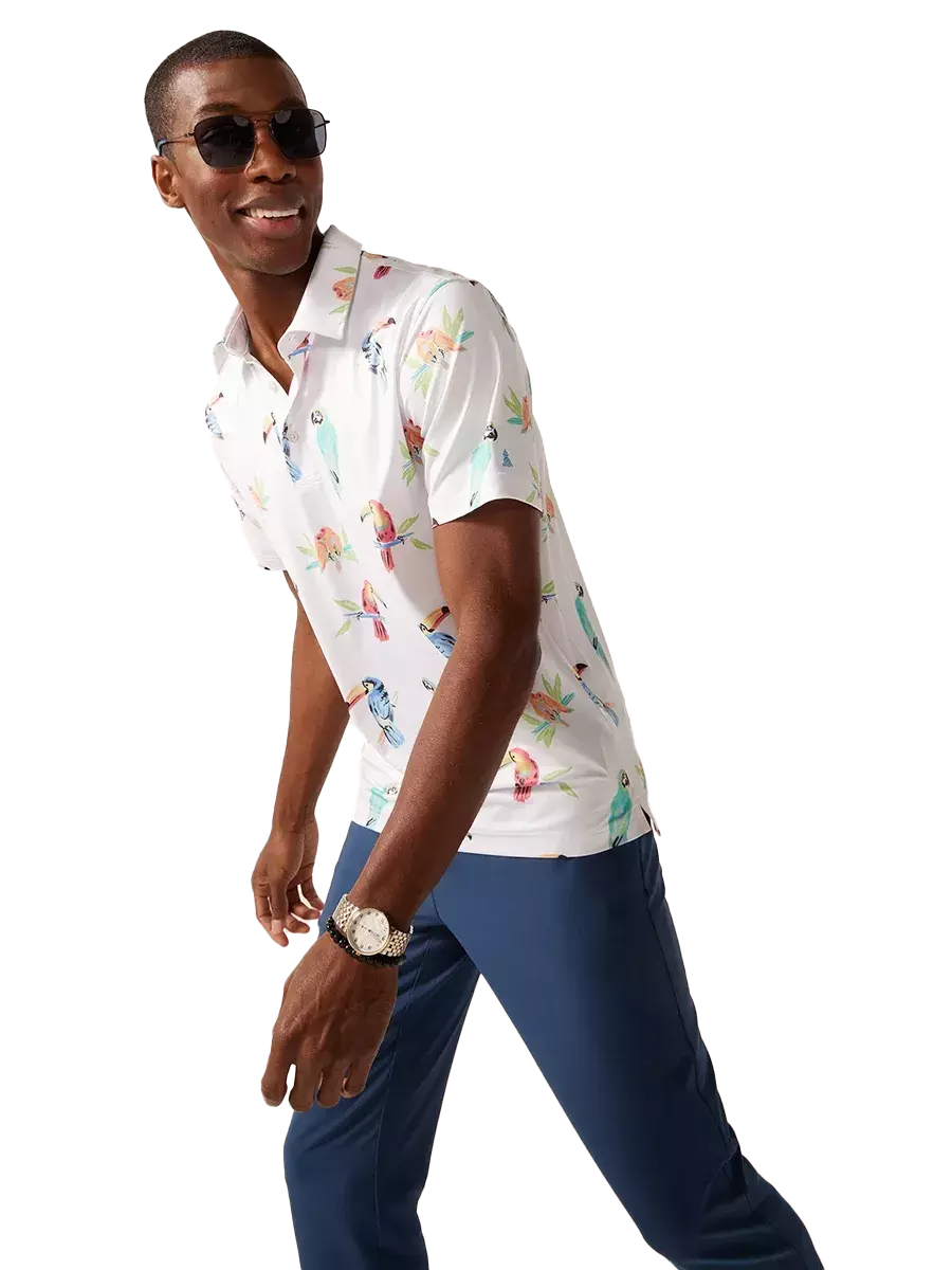 Chubbies Men's The Dude Where's Macaw Performance Polo - BEIGE