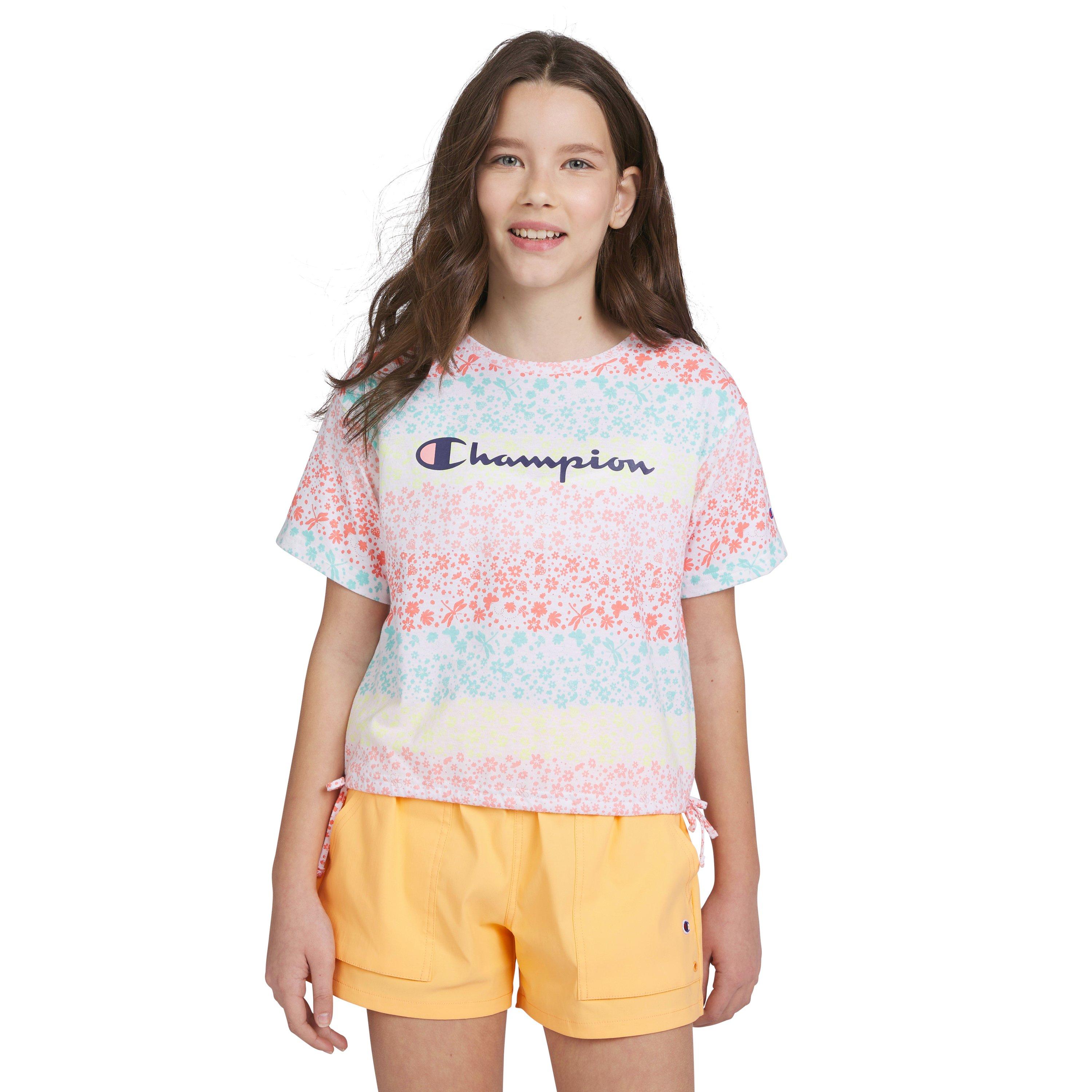 Champion Big Girls' Tie-Dye Tee - PEACH Thumbnail View 1