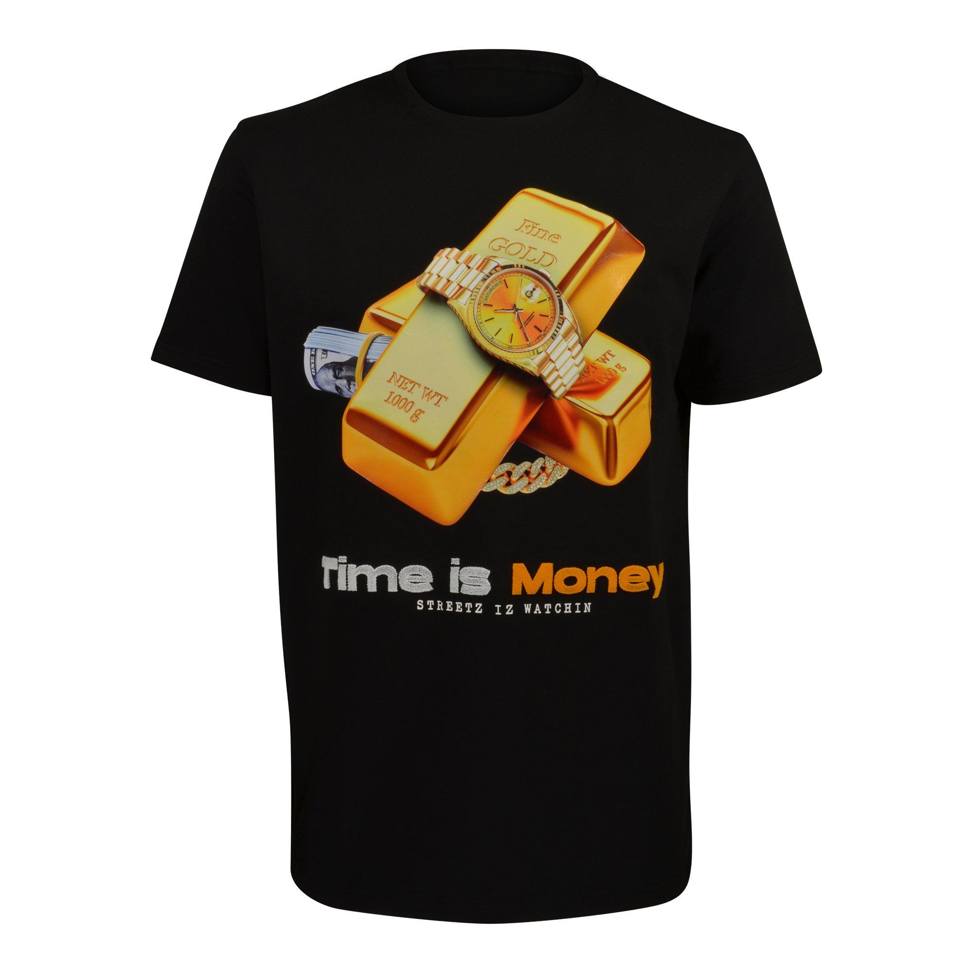 Streetz Iz Watchin Men's Time Is Money Tee - BLACK Thumbnail View 1