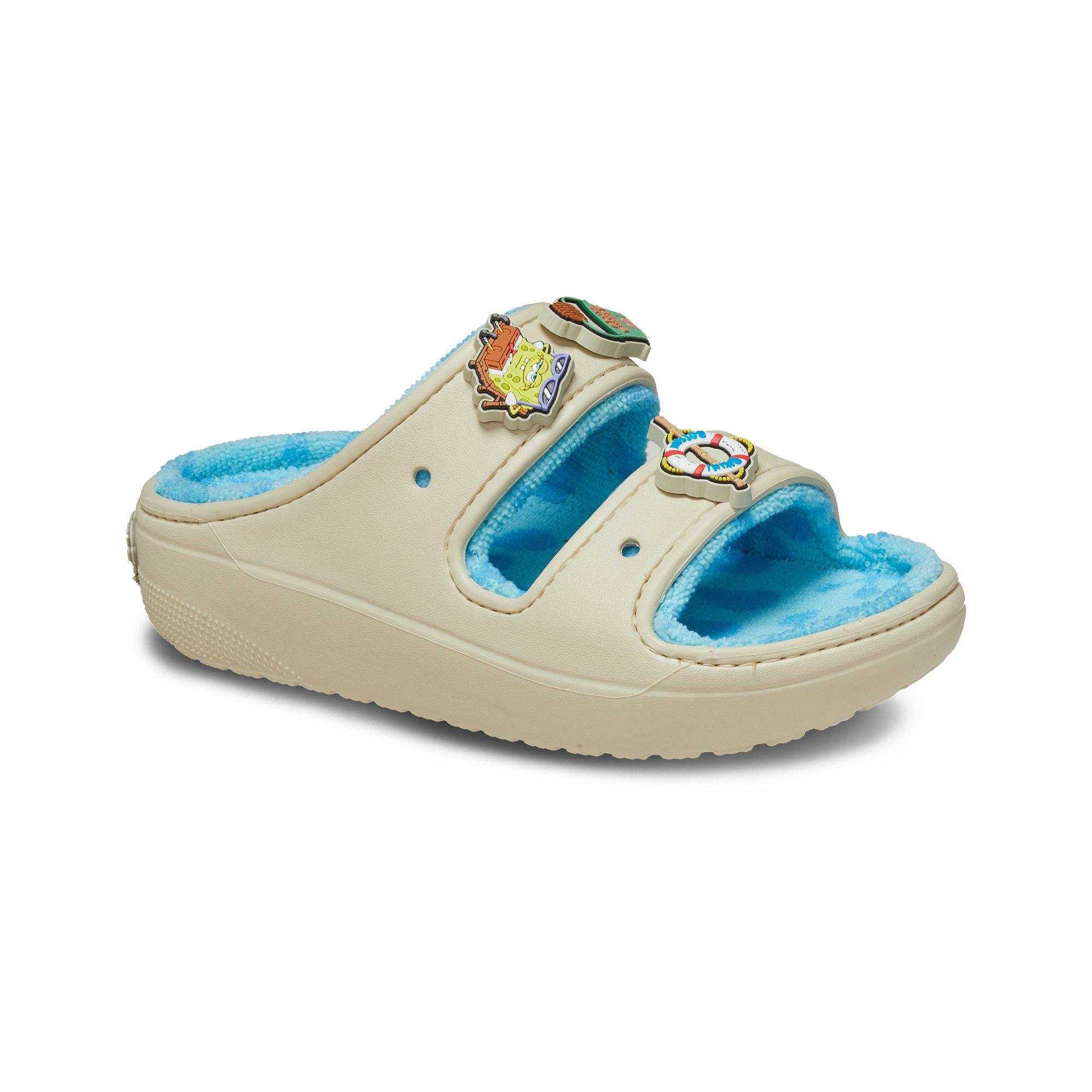 Crocs x SpongeBob SquarePants "Cozzzy Terry" Unisex Sandal - GREY/BLUE Thumbnail View 3