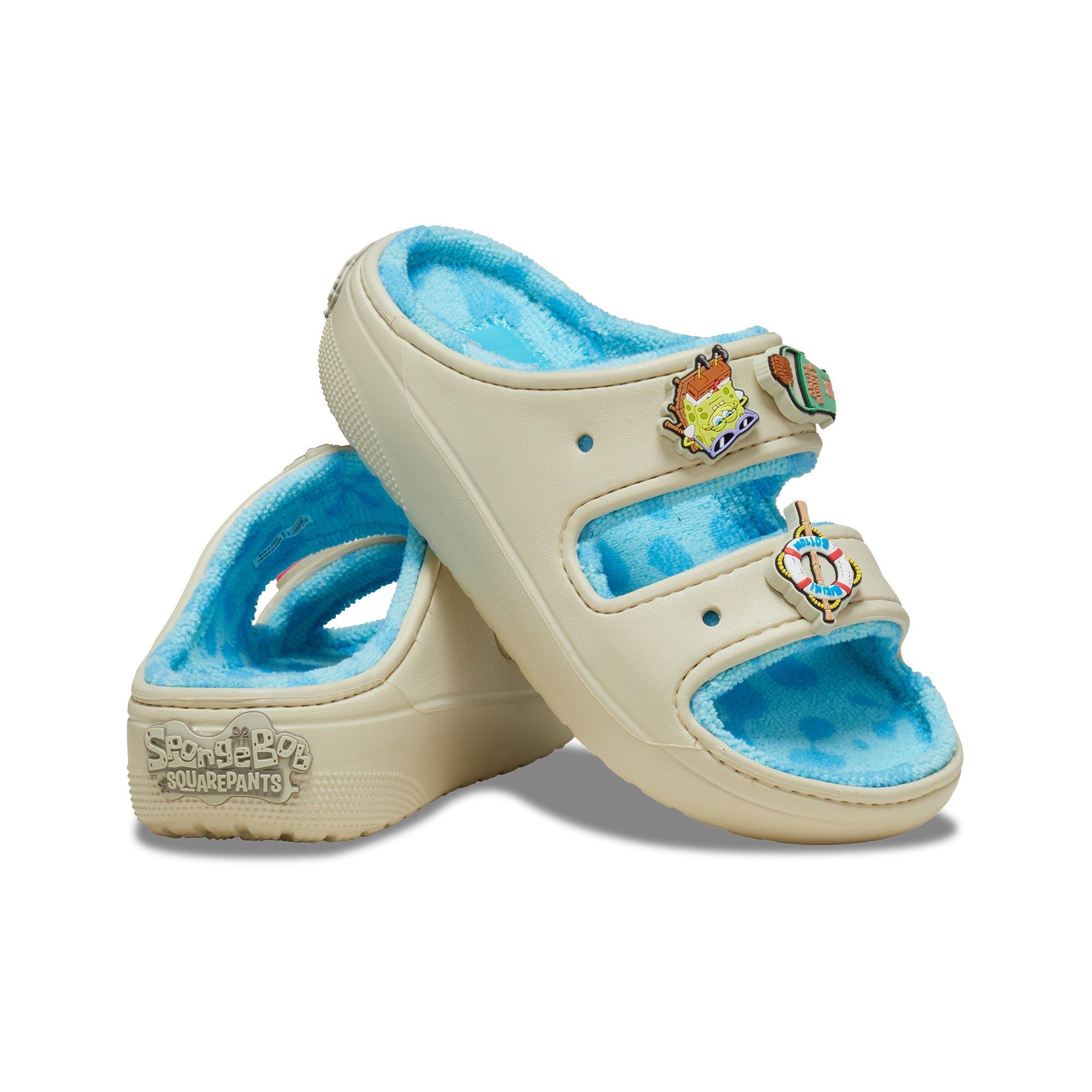 Crocs x SpongeBob SquarePants "Cozzzy Terry" Unisex Sandal - GREY/BLUE Thumbnail View 4