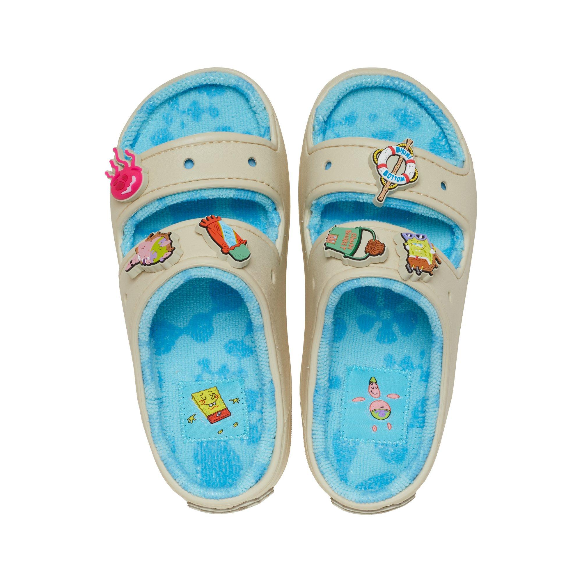 Crocs x SpongeBob SquarePants "Cozzzy Terry" Unisex Sandal - GREY/BLUE Thumbnail View 6