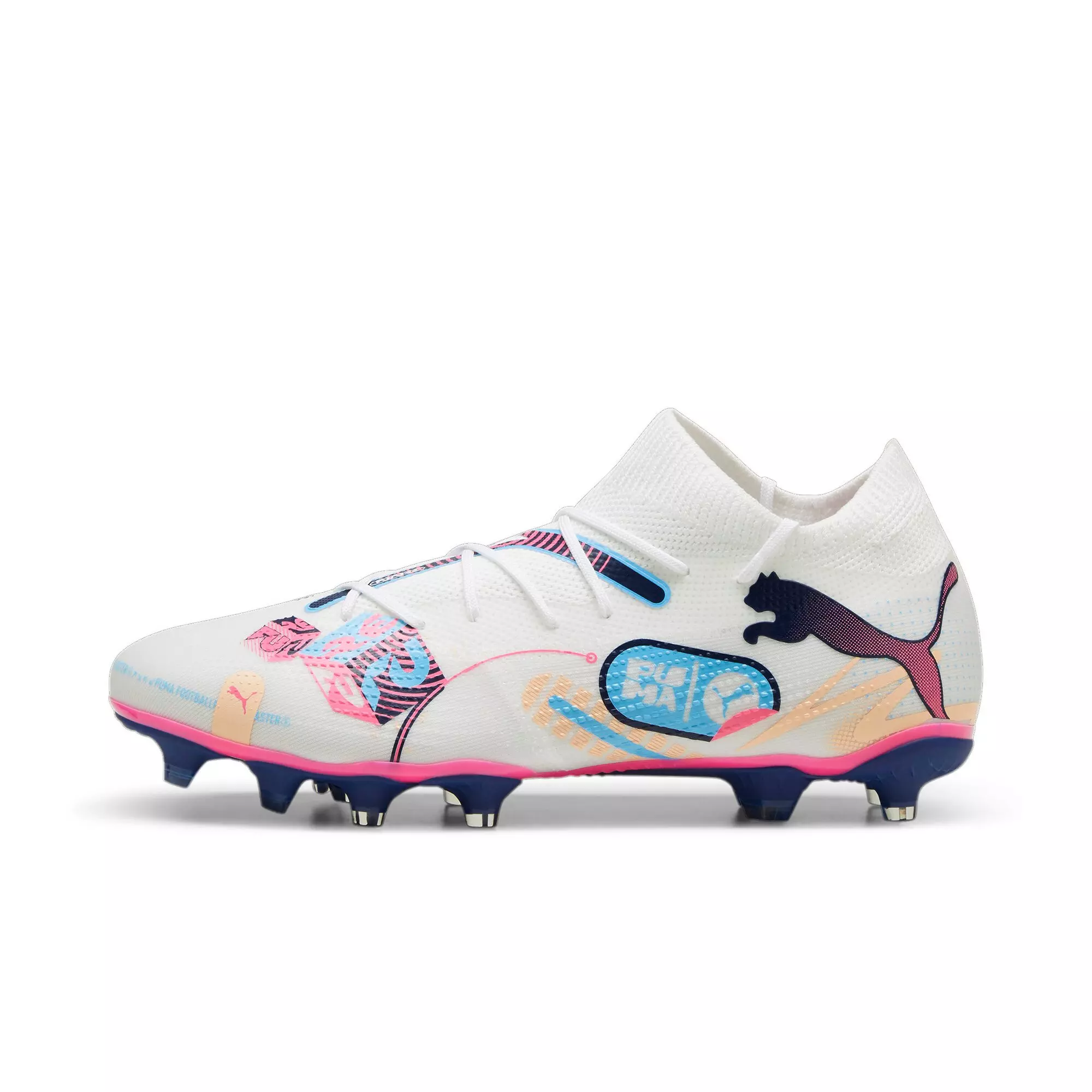 PUMA Future 7 Match "Vol. UP" Men's Soccer Cleat - WHITE/PINK/BLUE