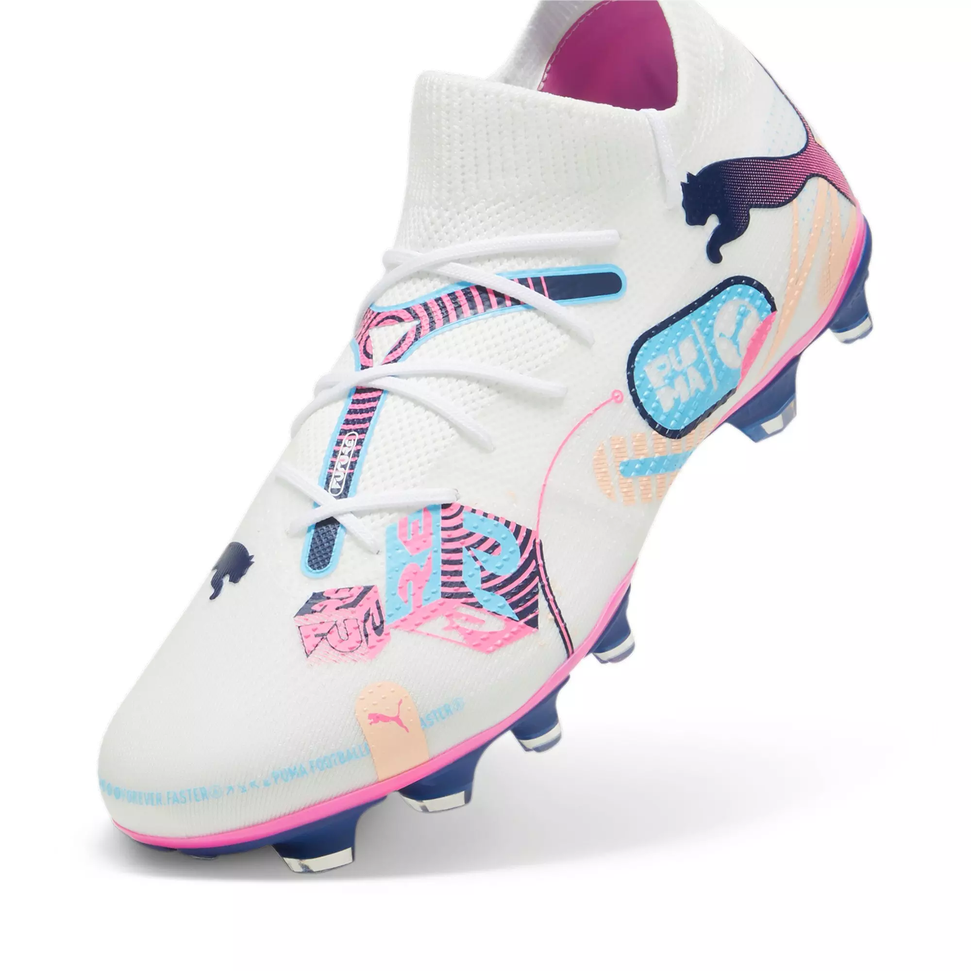 PUMA Future 7 Match "Vol. UP" Men's Soccer Cleat - WHITE/PINK/BLUE