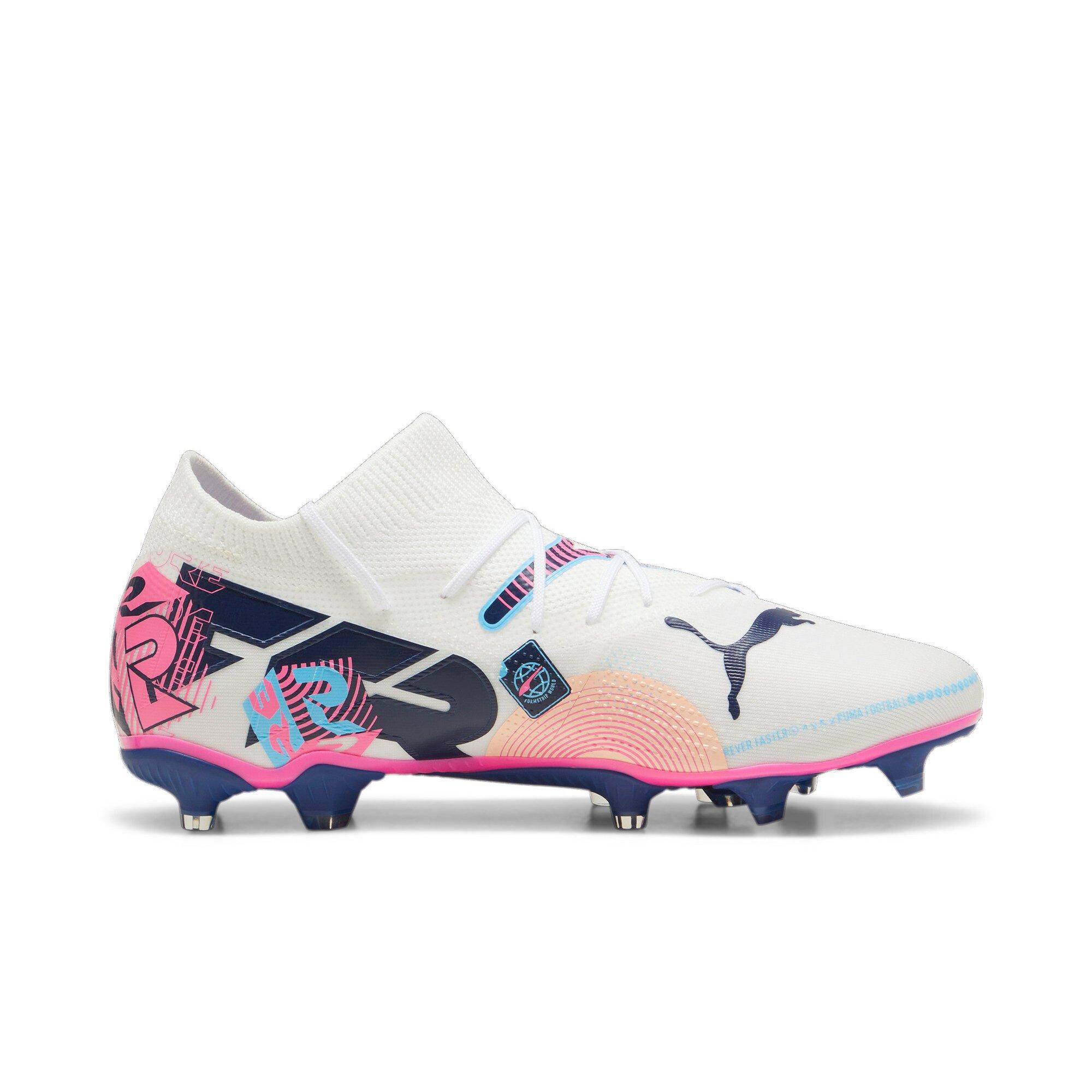 PUMA Future 7 Match "Vol. UP" Men's Soccer Cleat - WHITE/PINK/BLUE Thumbnail View 2