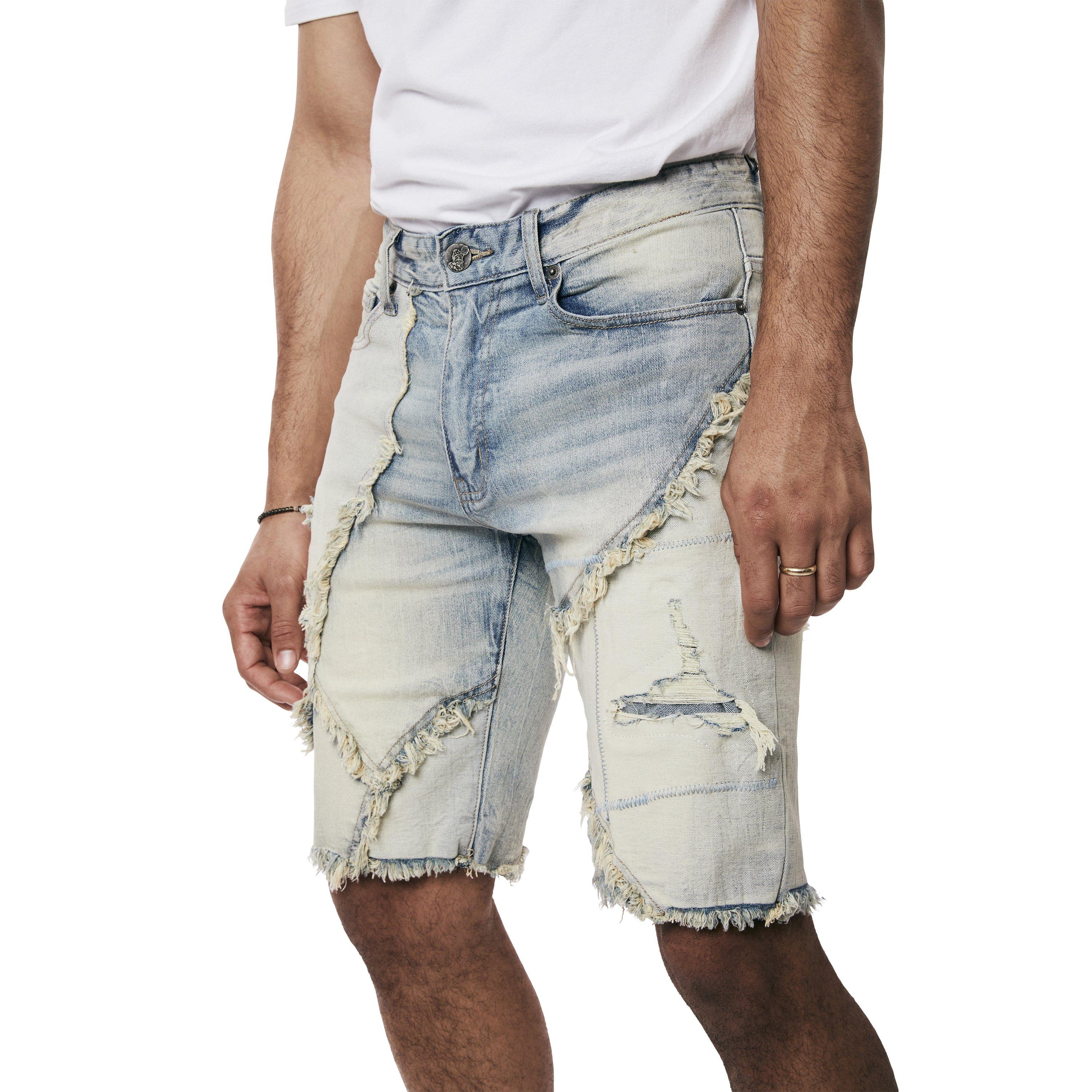 Grindhouse Men's Seville Patchwork Shorts - Blue - BLUE