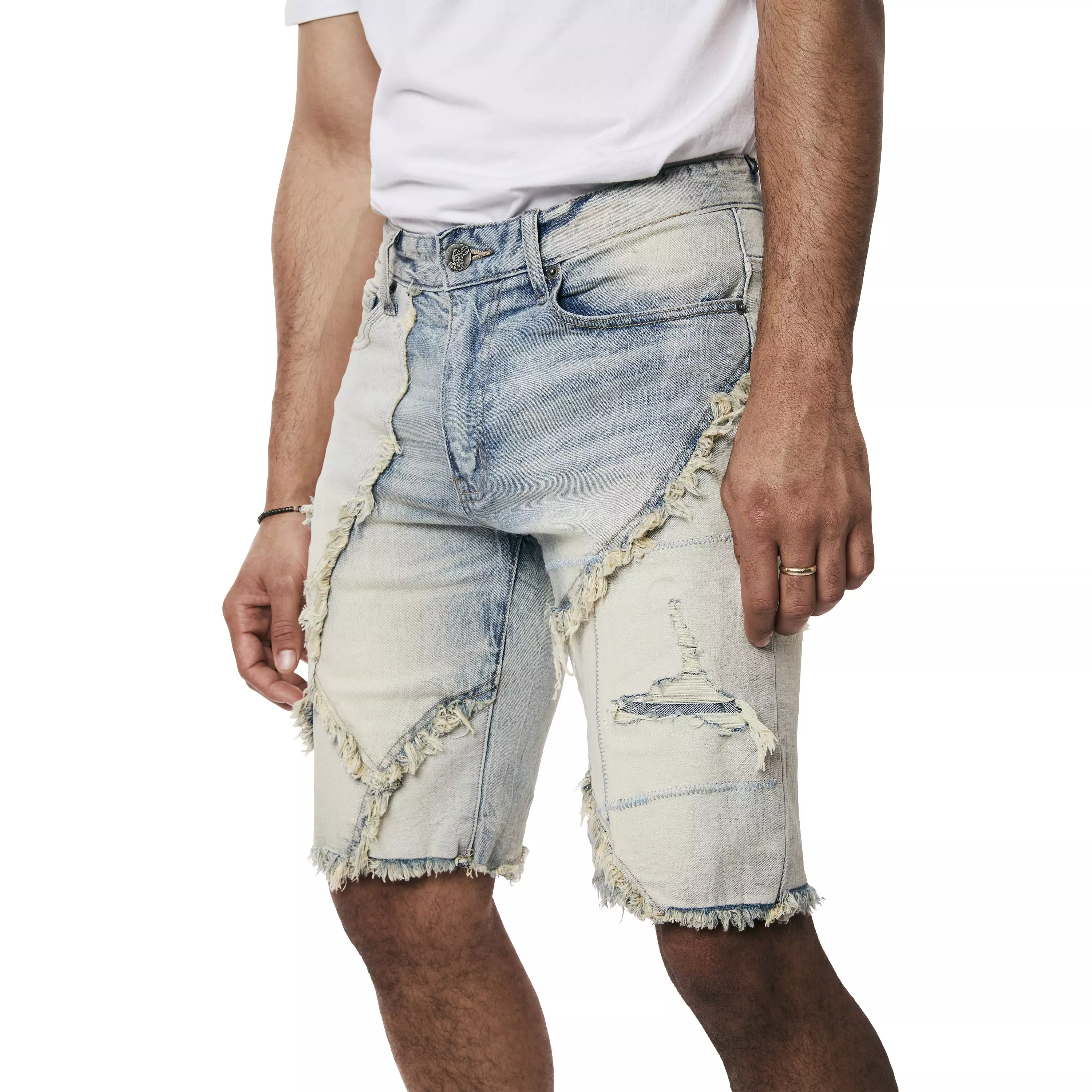 Grindhouse Men's Seville Patchwork Shorts - Blue - BLUE