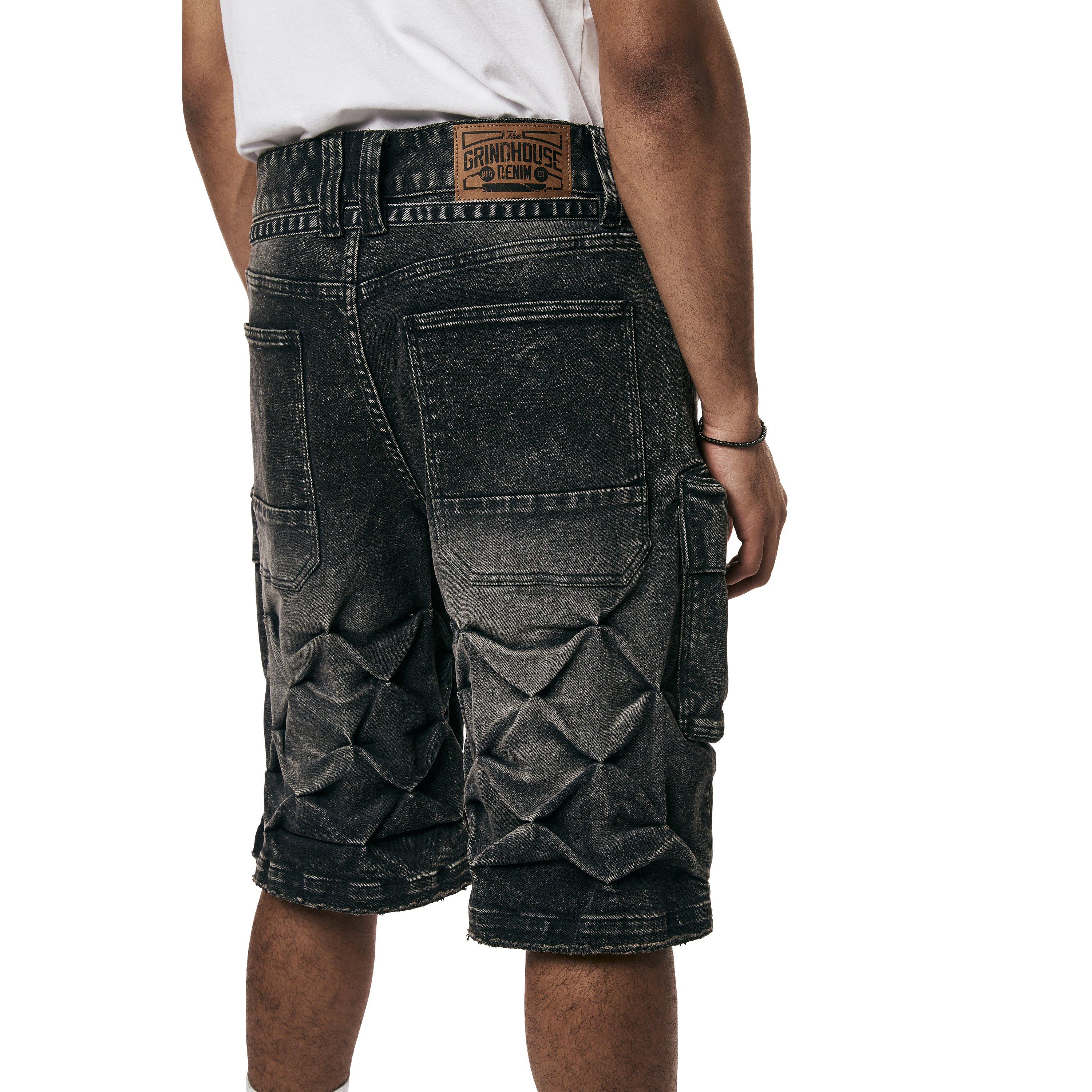 Grindhouse Diamond Pinch Cargo Men's Black Denim Shorts