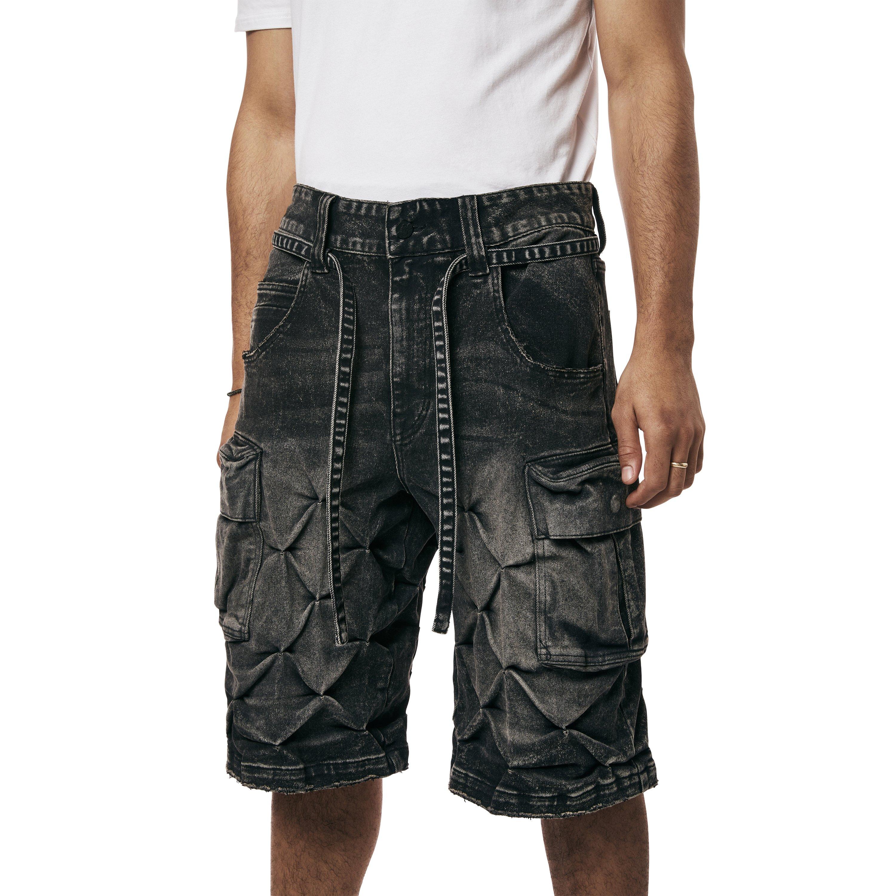 Grindhouse Diamond Pinch Cargo Men's Black Denim Shorts