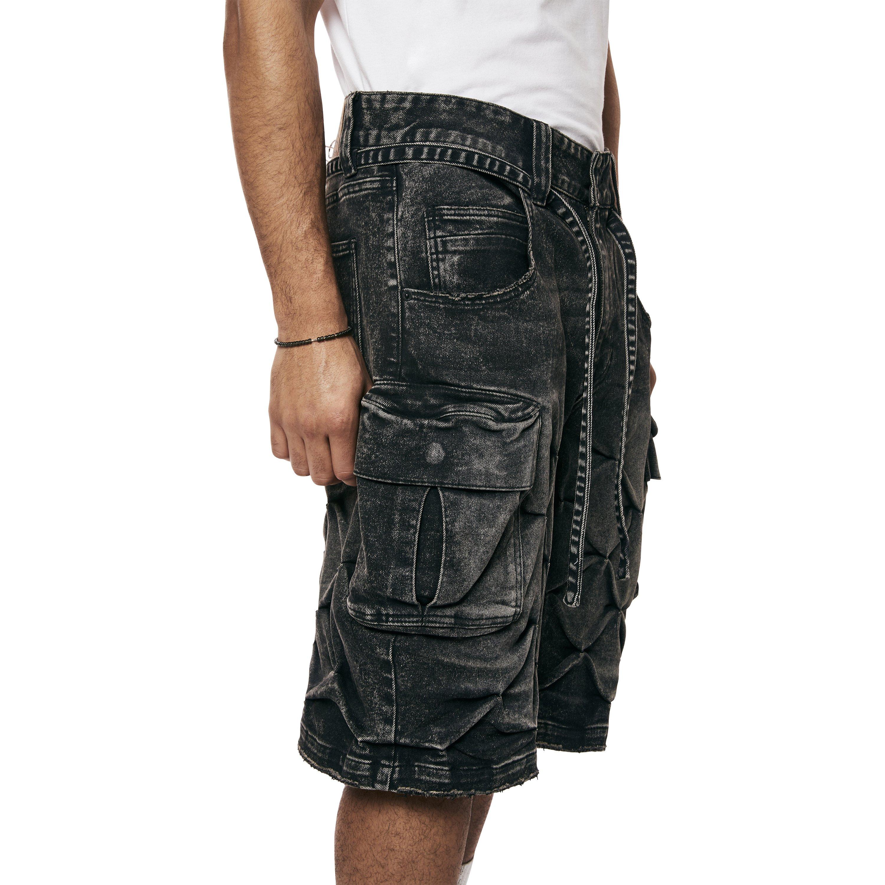 Grindhouse Diamond Pinch Cargo Men's Black Denim Shorts