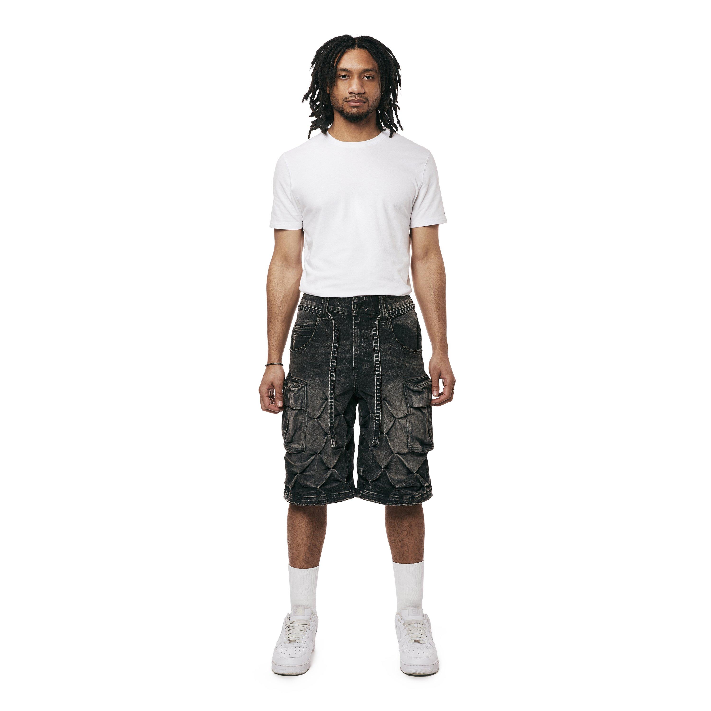 Grindhouse Diamond Pinch Cargo Men's Black Denim Shorts