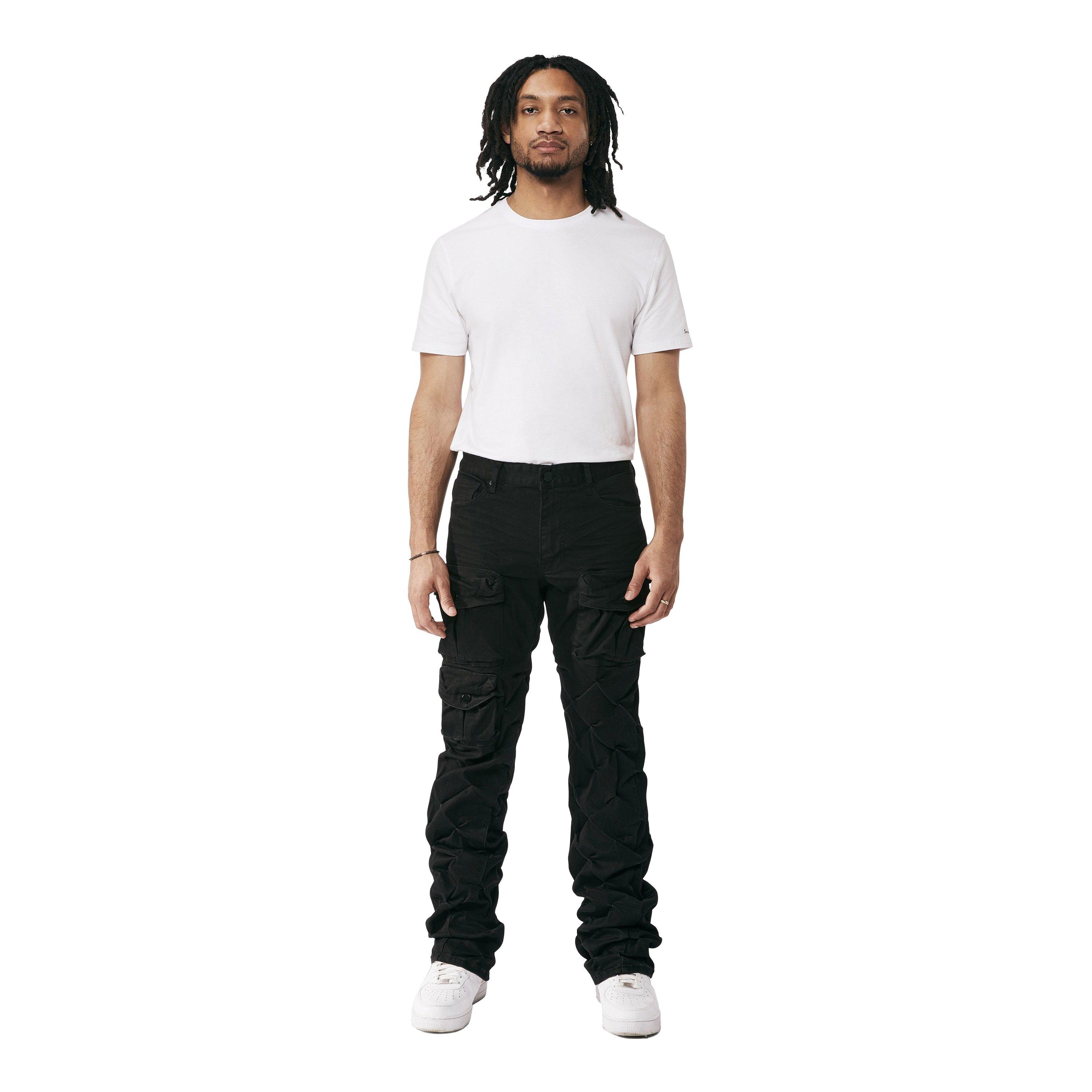 Grindhouse Men's Twill Stacked Diamond Pinch Cargo Pants - BLACK