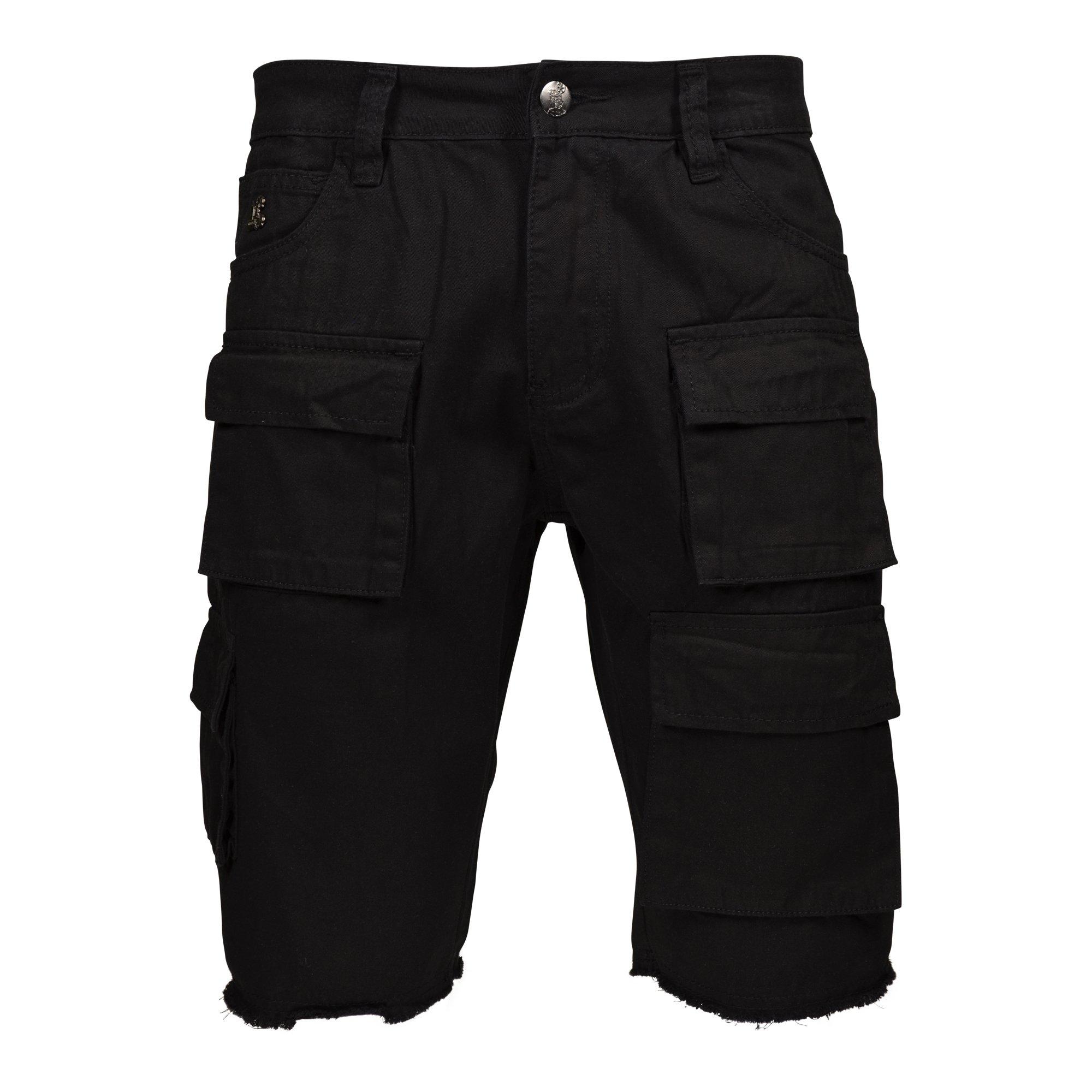 Grindhouse Men's Twill Multi Pocket Shorts - Black - BLACK