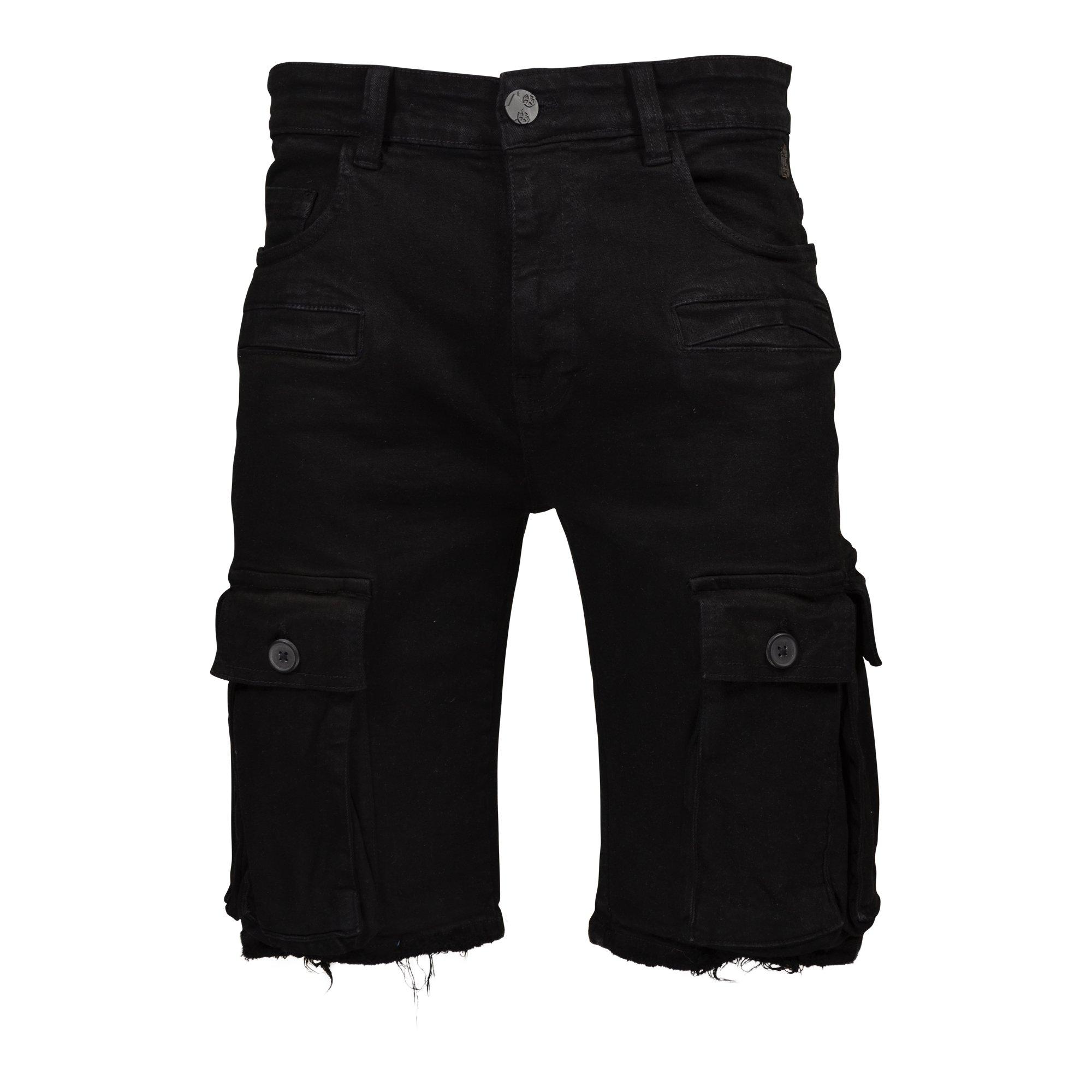 Grindhouse Men's Cargo Pocket Denim Shorts - Black - BLACK