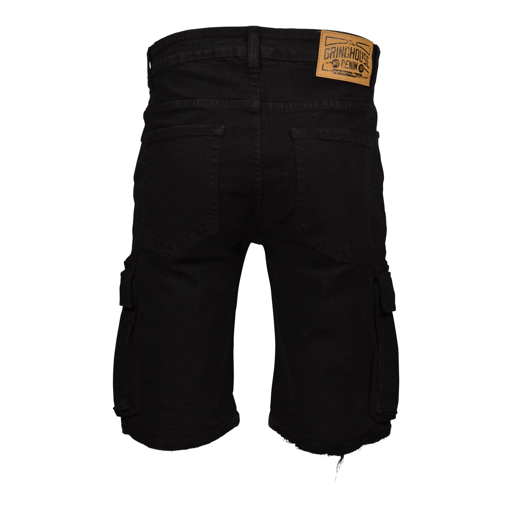 Grindhouse Men's Cargo Pocket Denim Shorts - Black - BLACK Thumbnail View 2