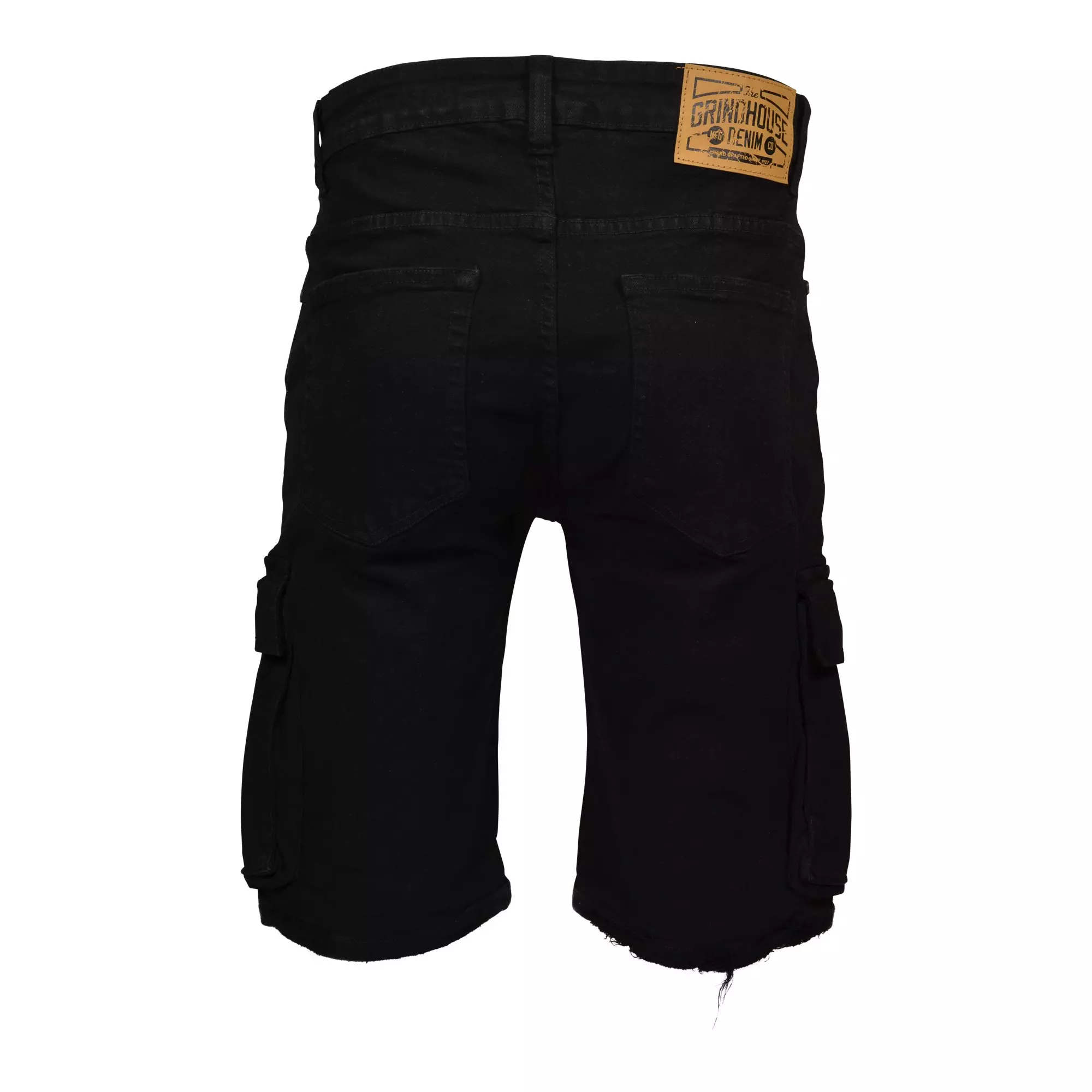 Grindhouse Men's Cargo Pocket Denim Shorts - Black - BLACK
