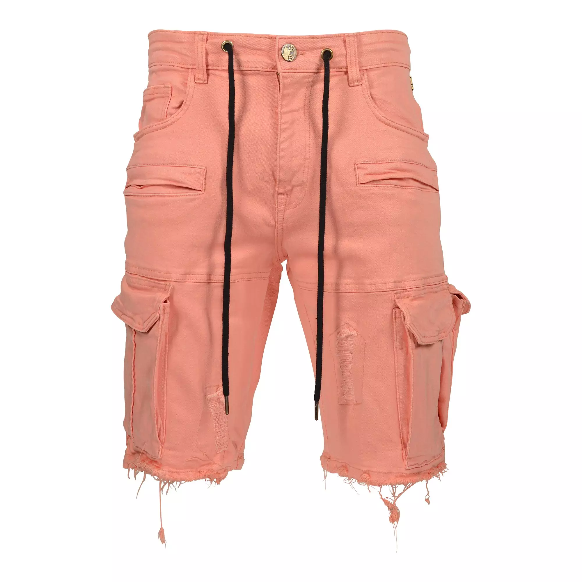 Grindhouse Men's Distressed Cargo Shorts - Coral - CORAL