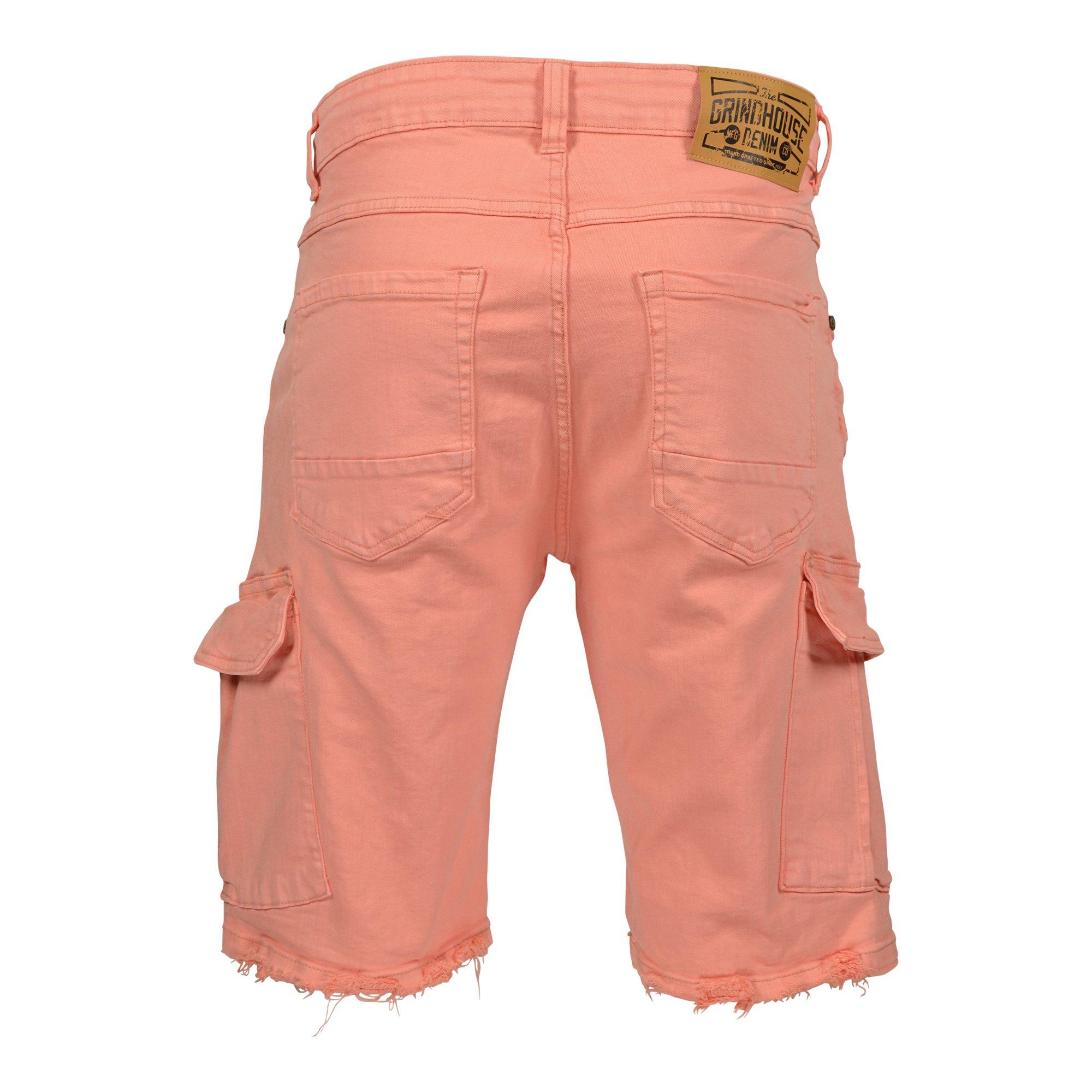 Grindhouse Distressed Men's Coral Cargo Shorts