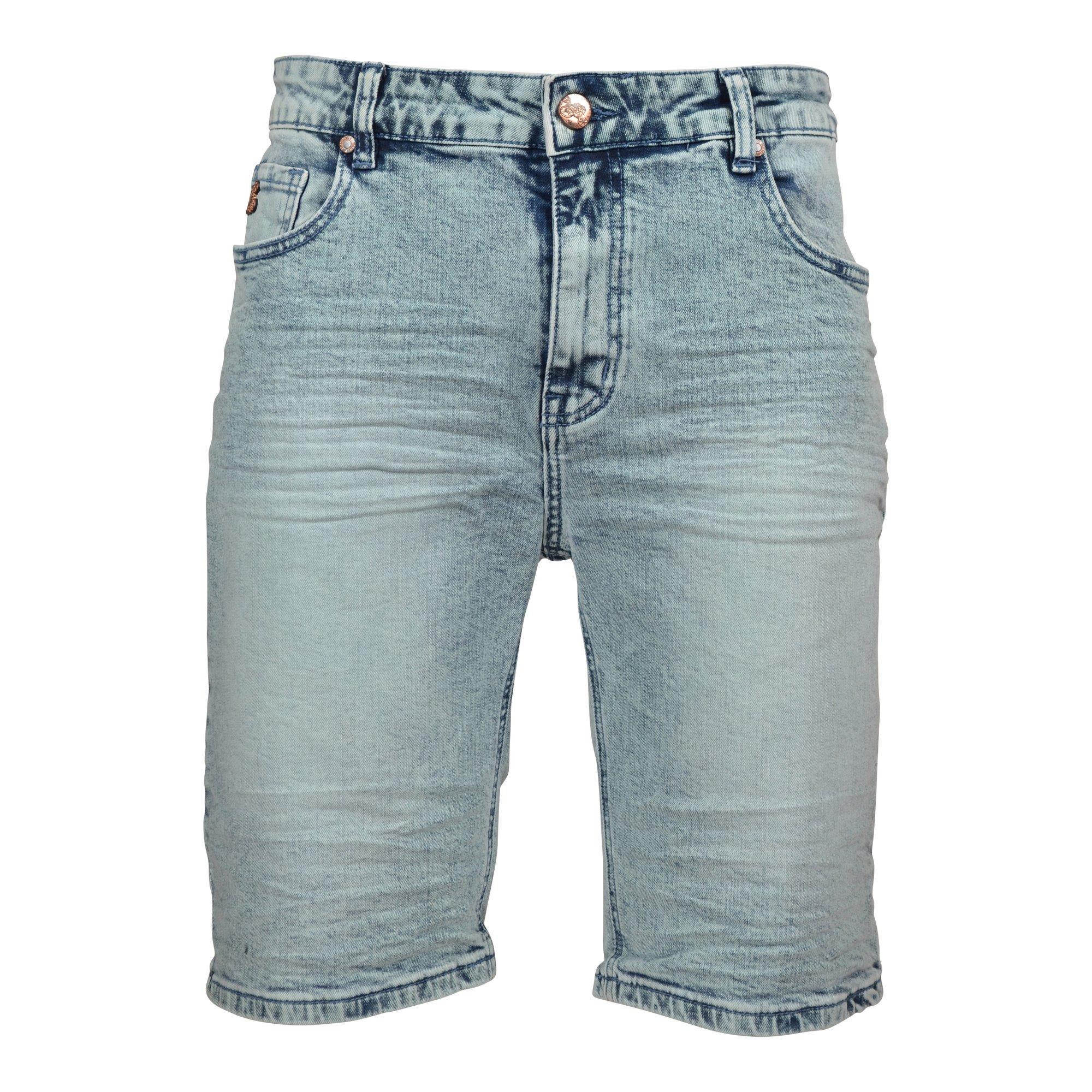 Grindhouse Men's Acid Wash Denim Shorts - Blue - BLUE Thumbnail View 1