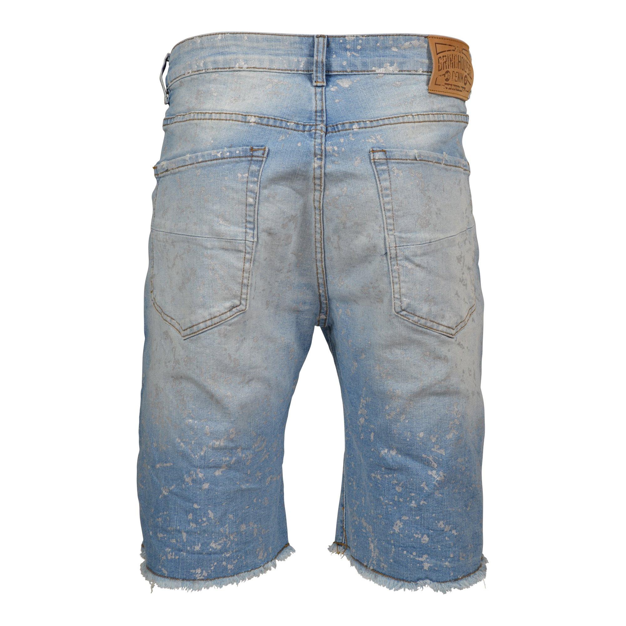 Grindhouse Ripped with Metallic Flecks Men's Denim Shorts