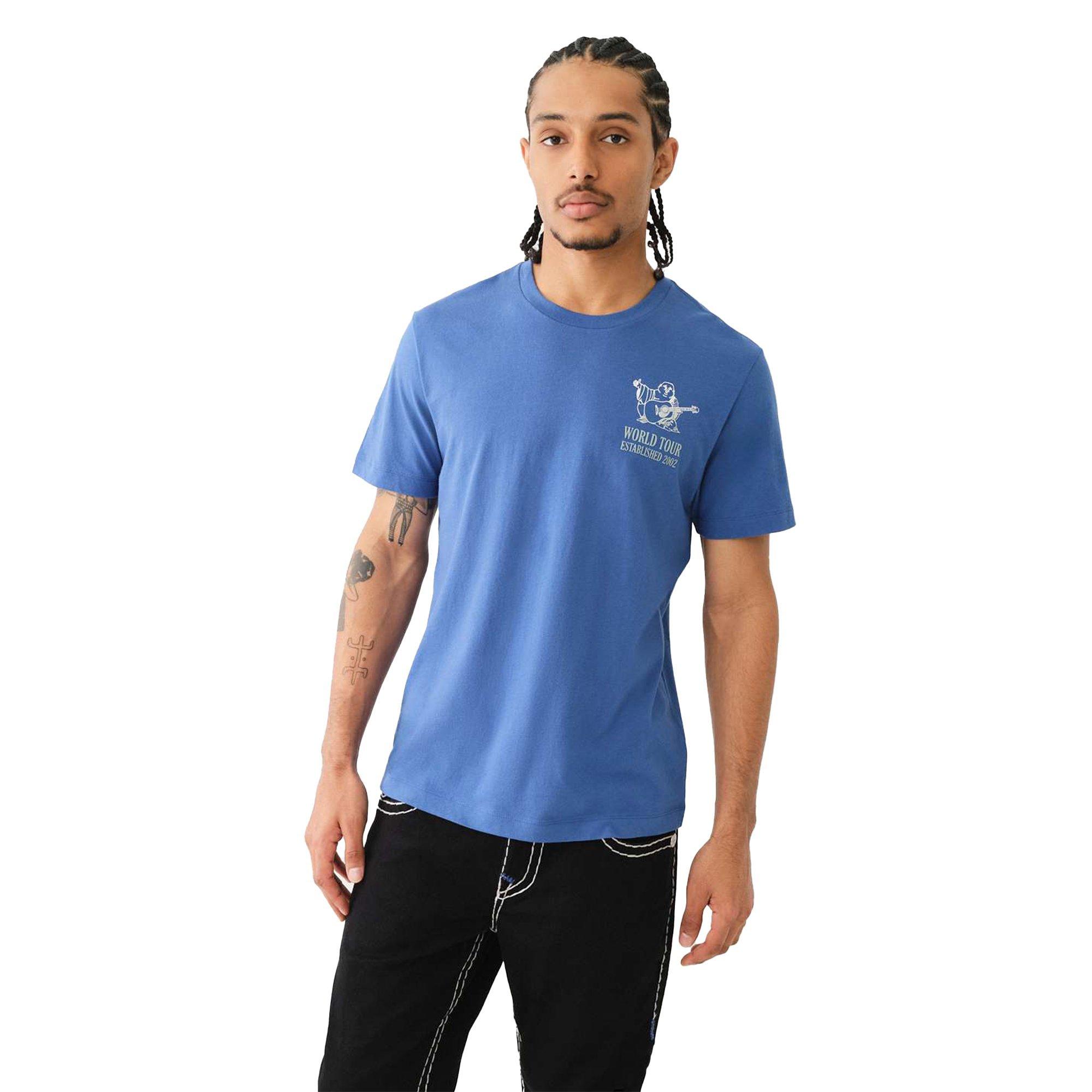 True Religion Men's Ombre Logo Crew Tee - BLUE