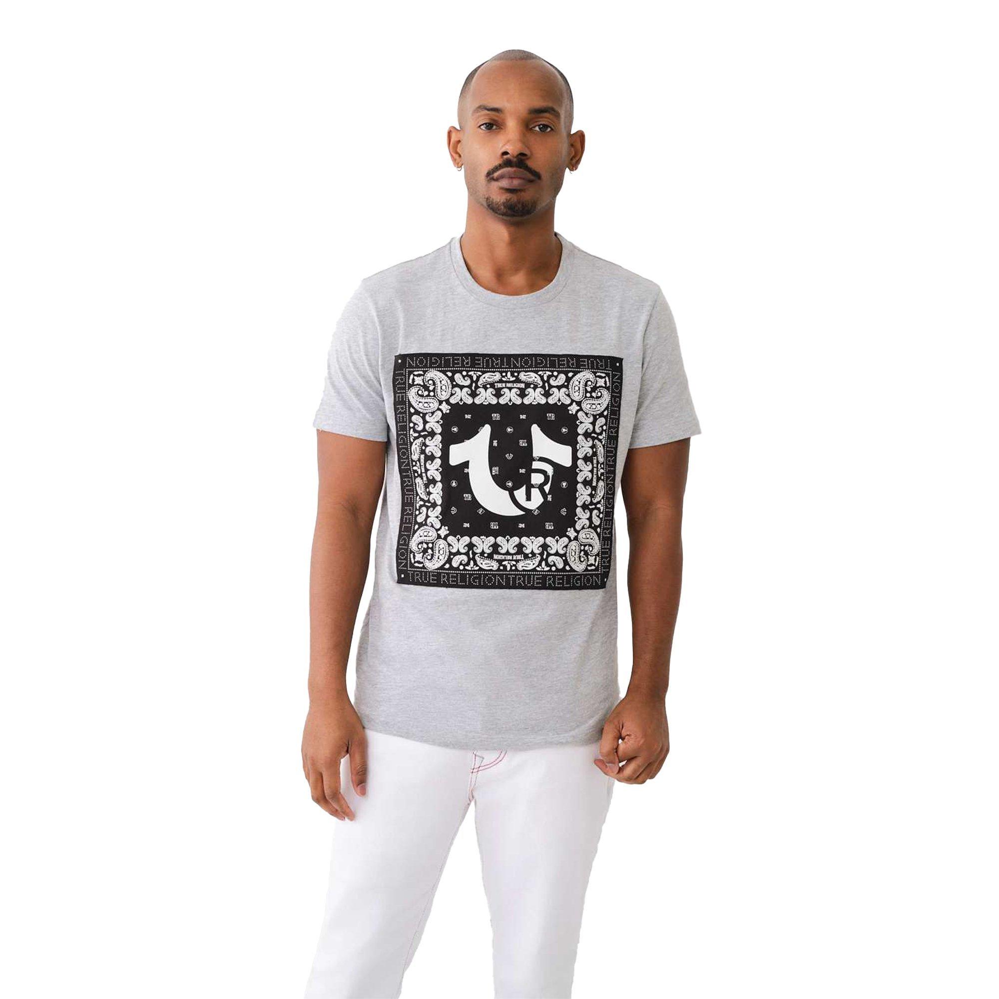 True Religion Men's Bandana Logo Tee - GREY Thumbnail View 1