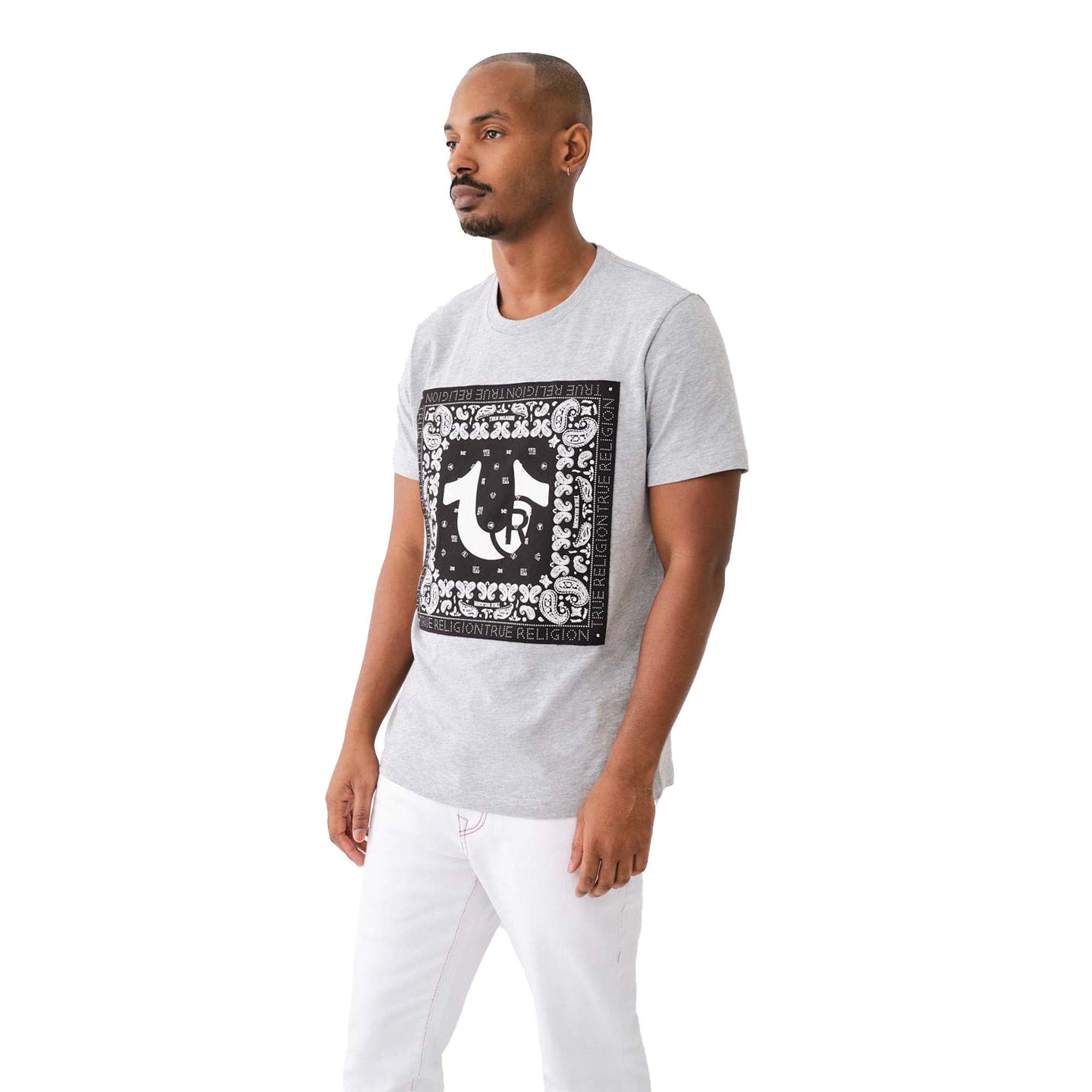True Religion Men's Bandana Logo Tee - GREY Thumbnail View 3