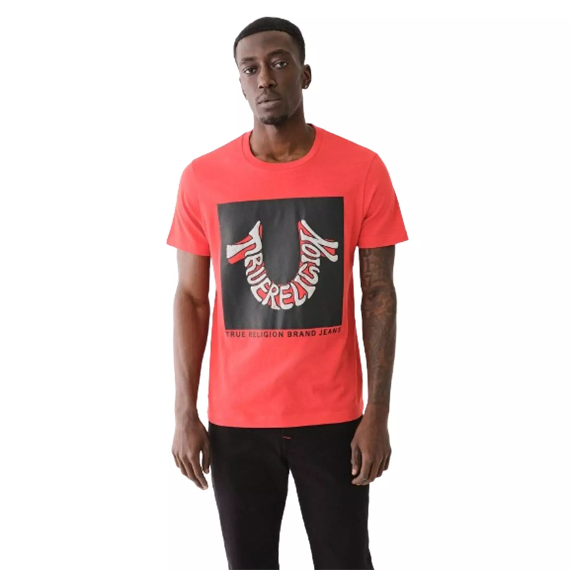 True Religion Men's Warped Logo Tee - RED