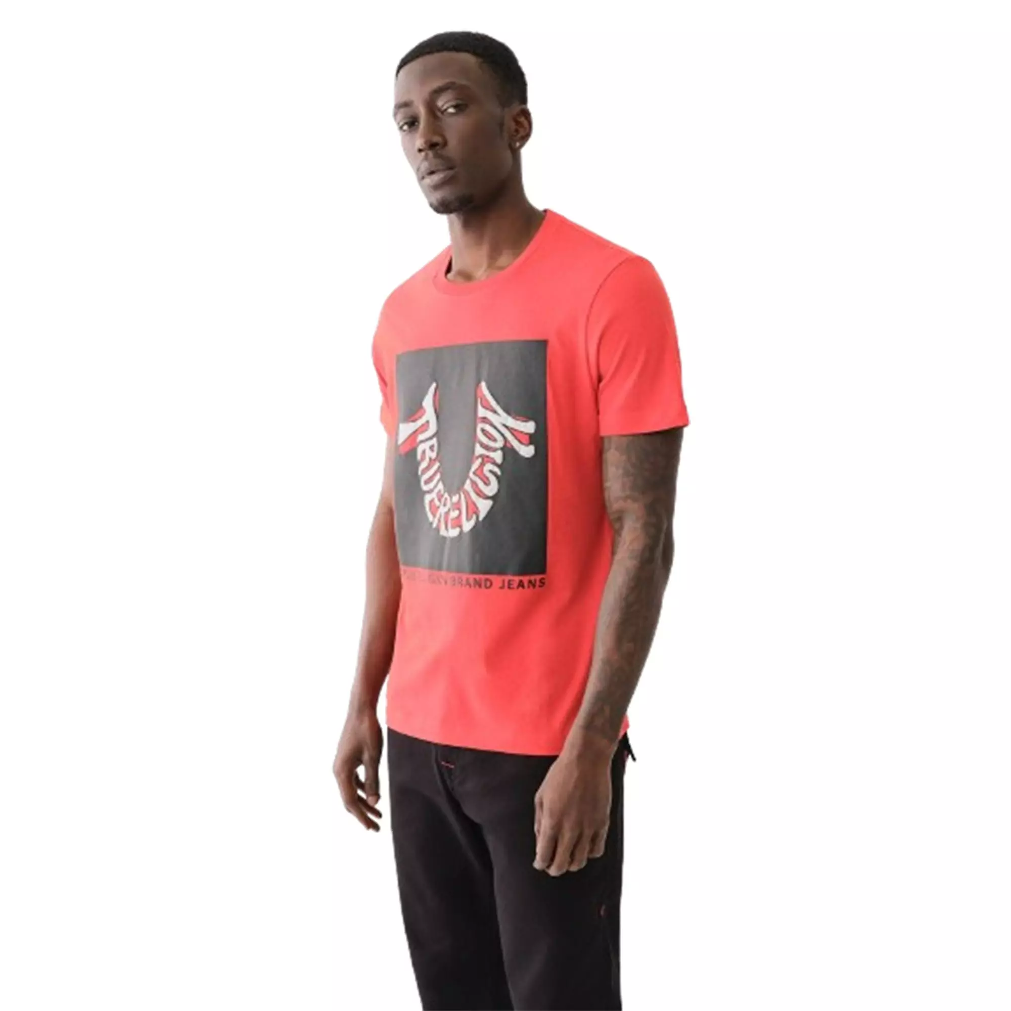 True Religion Men's Warped Logo Tee - RED