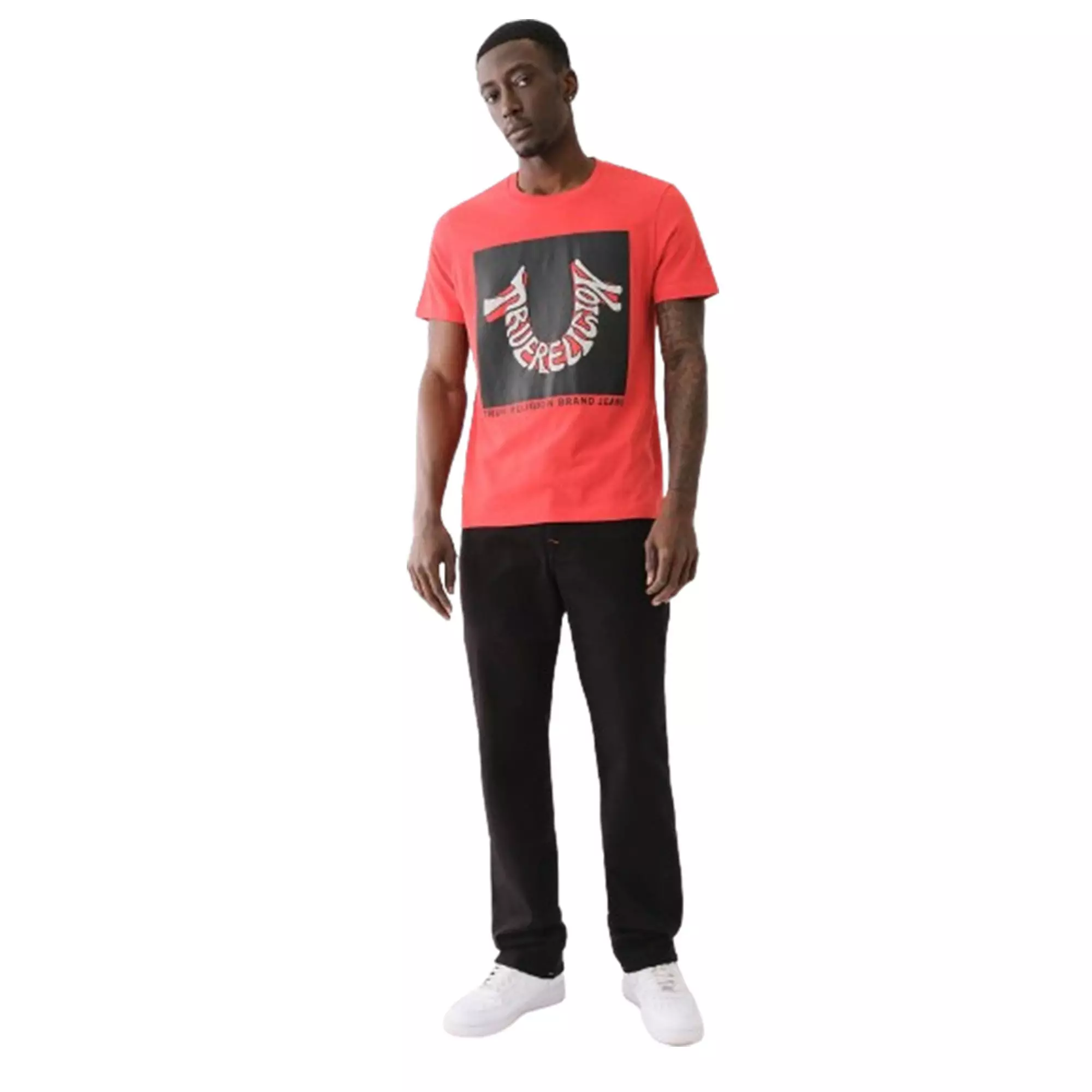 True Religion Men's Warped Logo Tee - RED