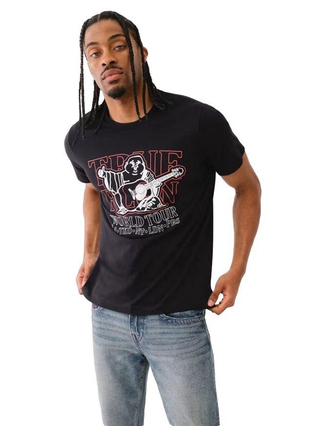 True Religion Men's World Tour Silicone Tee - BLACK Thumbnail View 1