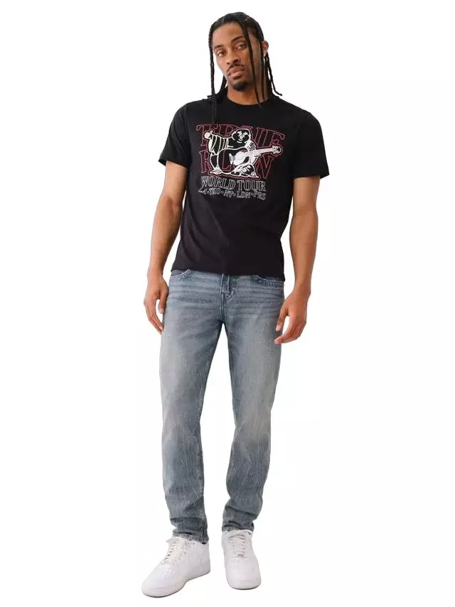 True Religion Men's World Tour Silicone Tee - BLACK