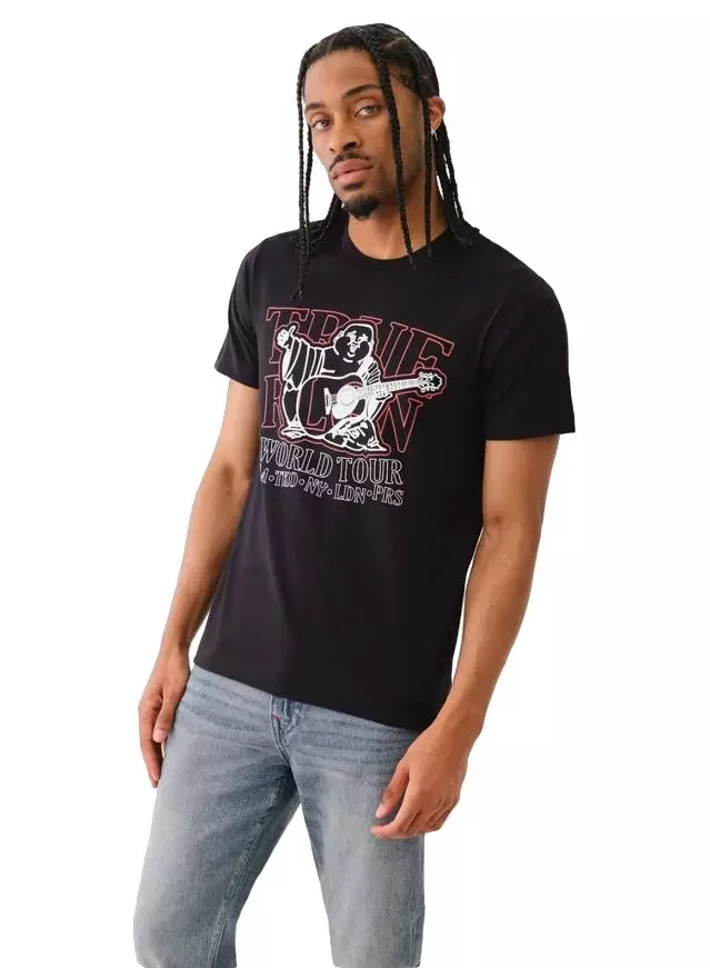 True Religion Men's World Tour Silicone Tee - BLACK