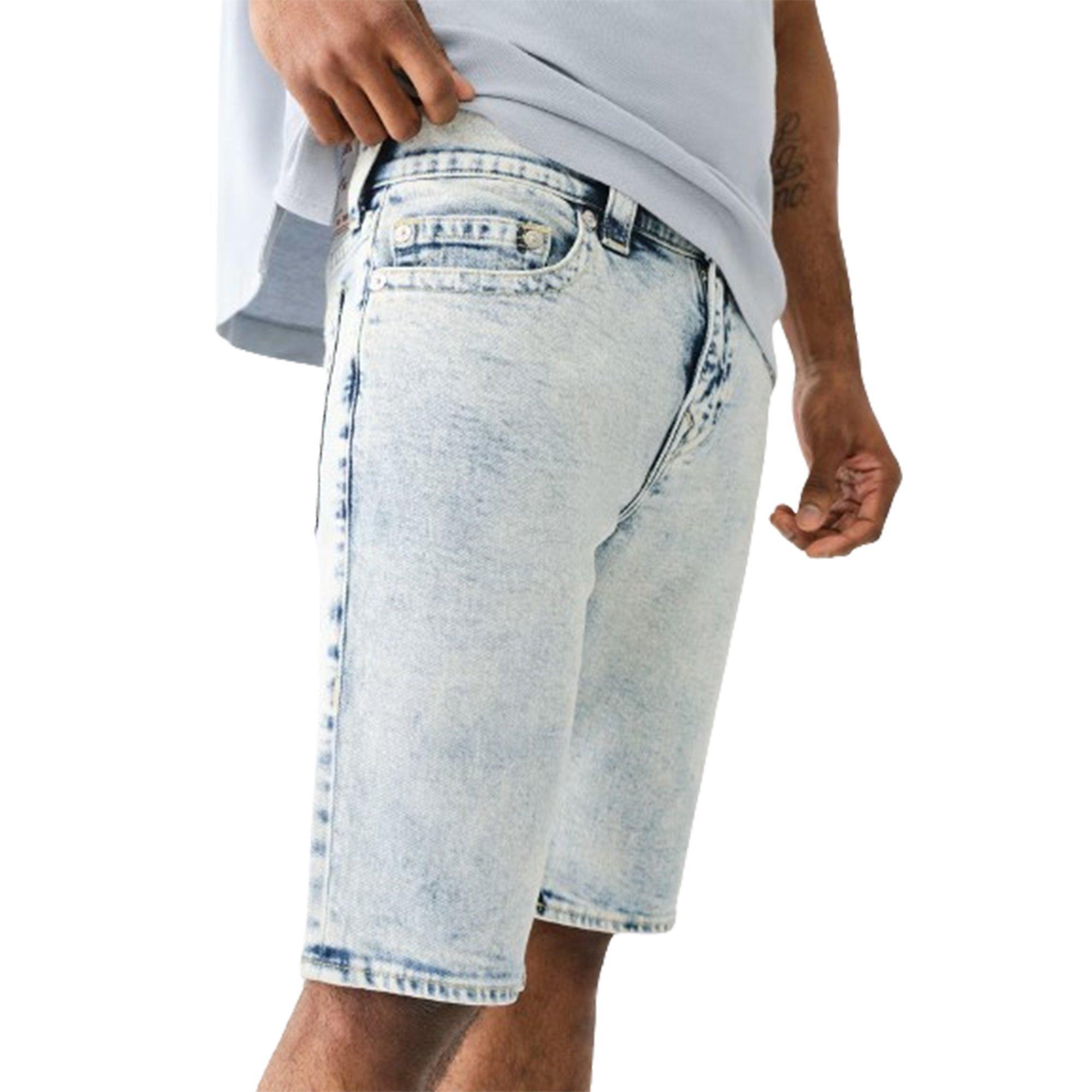 True Religion Men's Rocco Acid Wash Denim Shorts - BLUE